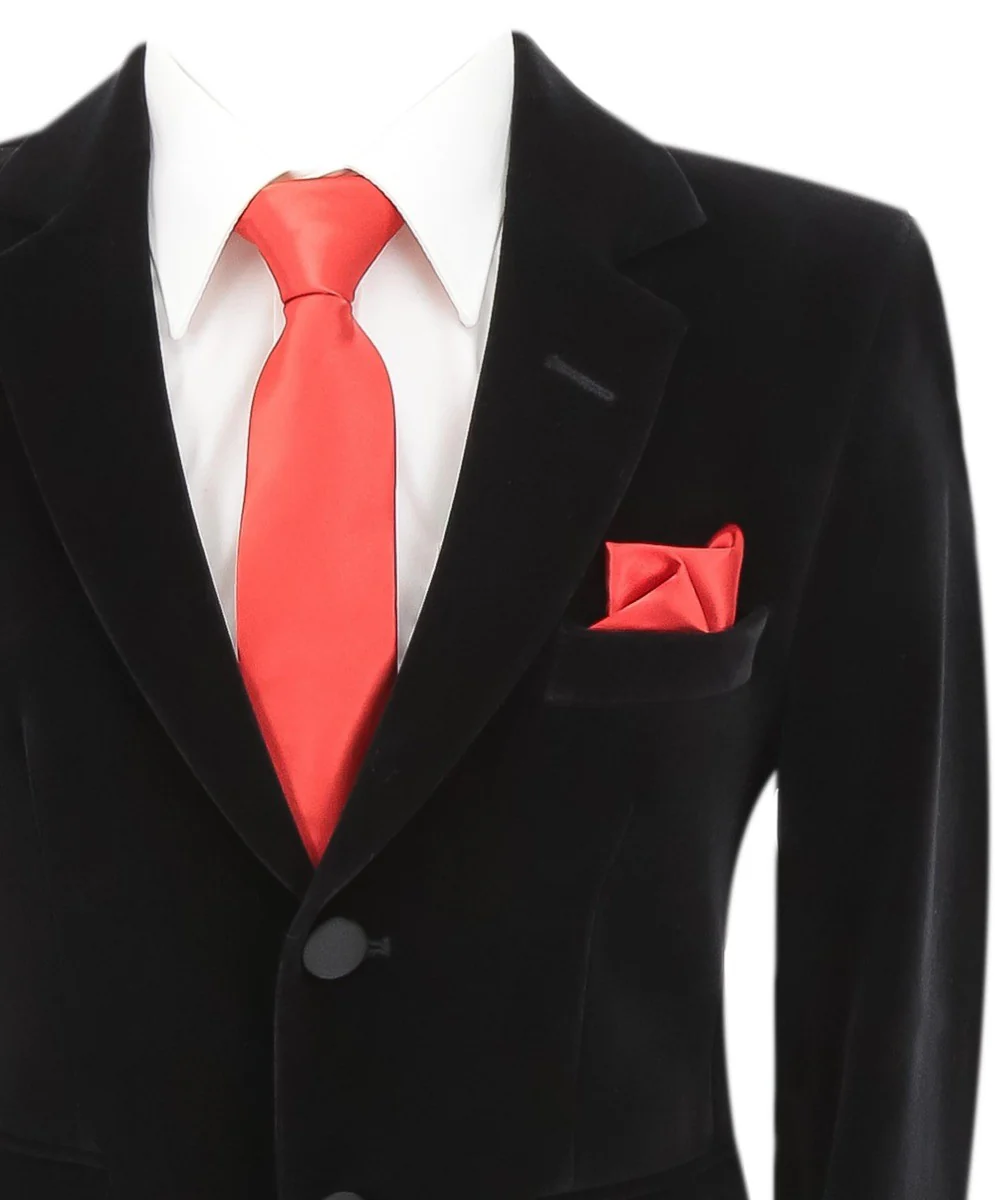Boys Velvet Slim Fit Formal Blazer - Hackney - Black - Image 3