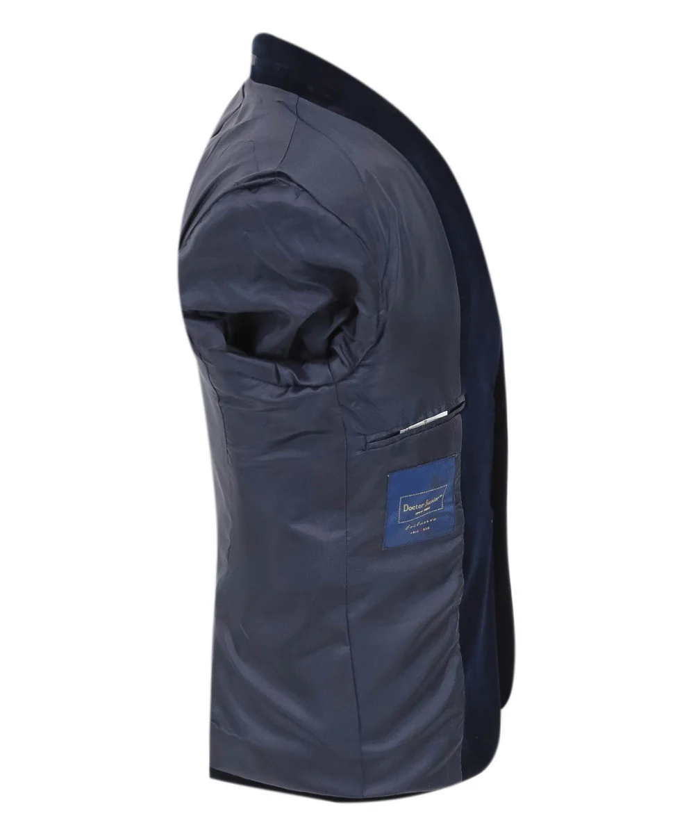 Boys Velvet Slim Fit Formal Blazer - Hackney - Navy Blue - Image 8