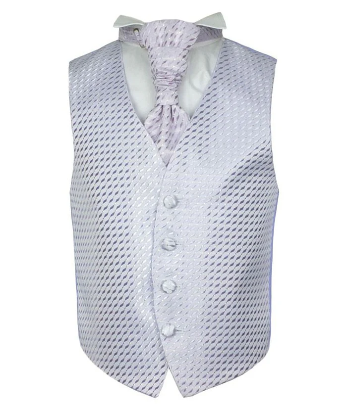 Boys Patterned Waistcoat Cravat Hanky Set - Lilac - Image 2