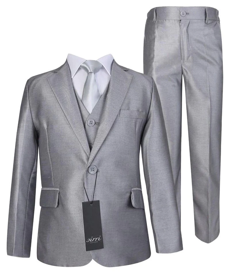 Boys Wedding Silver Suit Set - Light Silver - Image 2