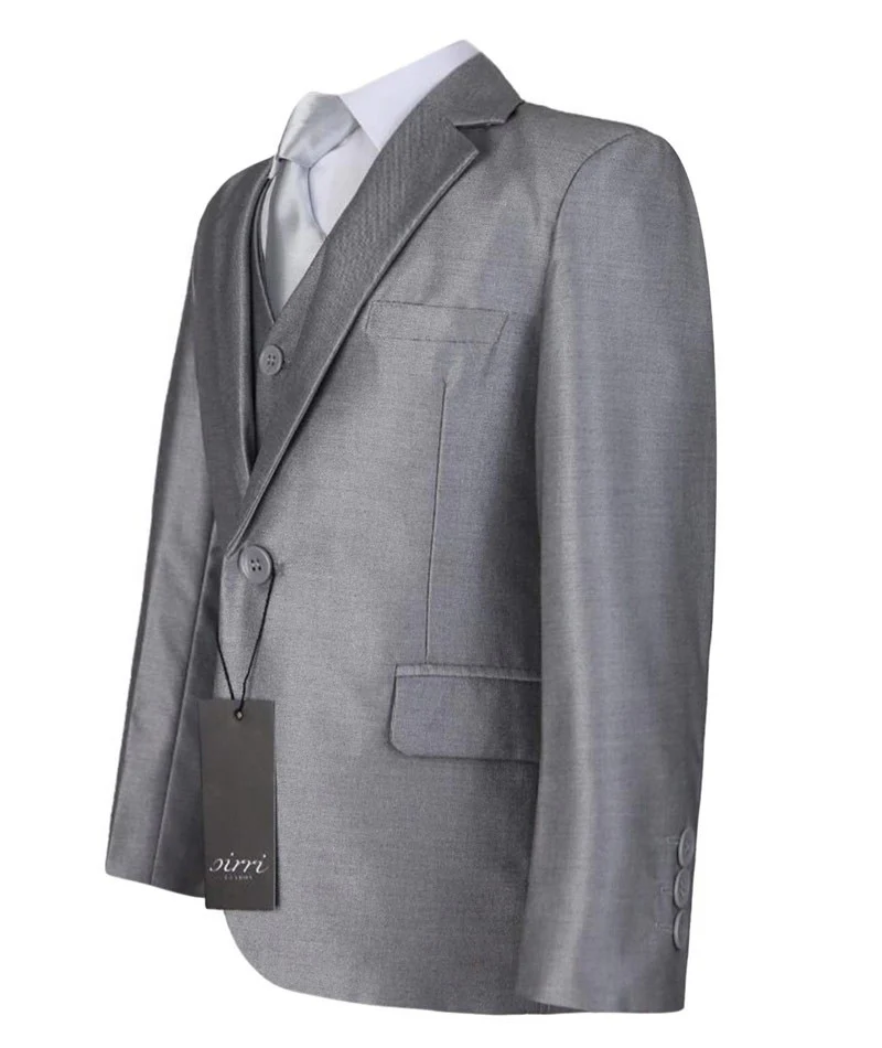 Boys Wedding Silver Suit Set - Light Silver - Image 3