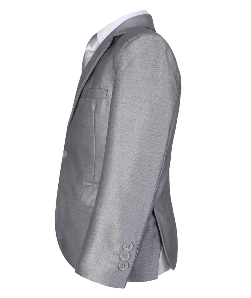 Boys Wedding Silver Suit Set - Light Silver - Image 4