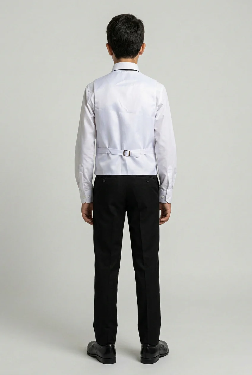 Boys White Formal Waistcoat - Image 4