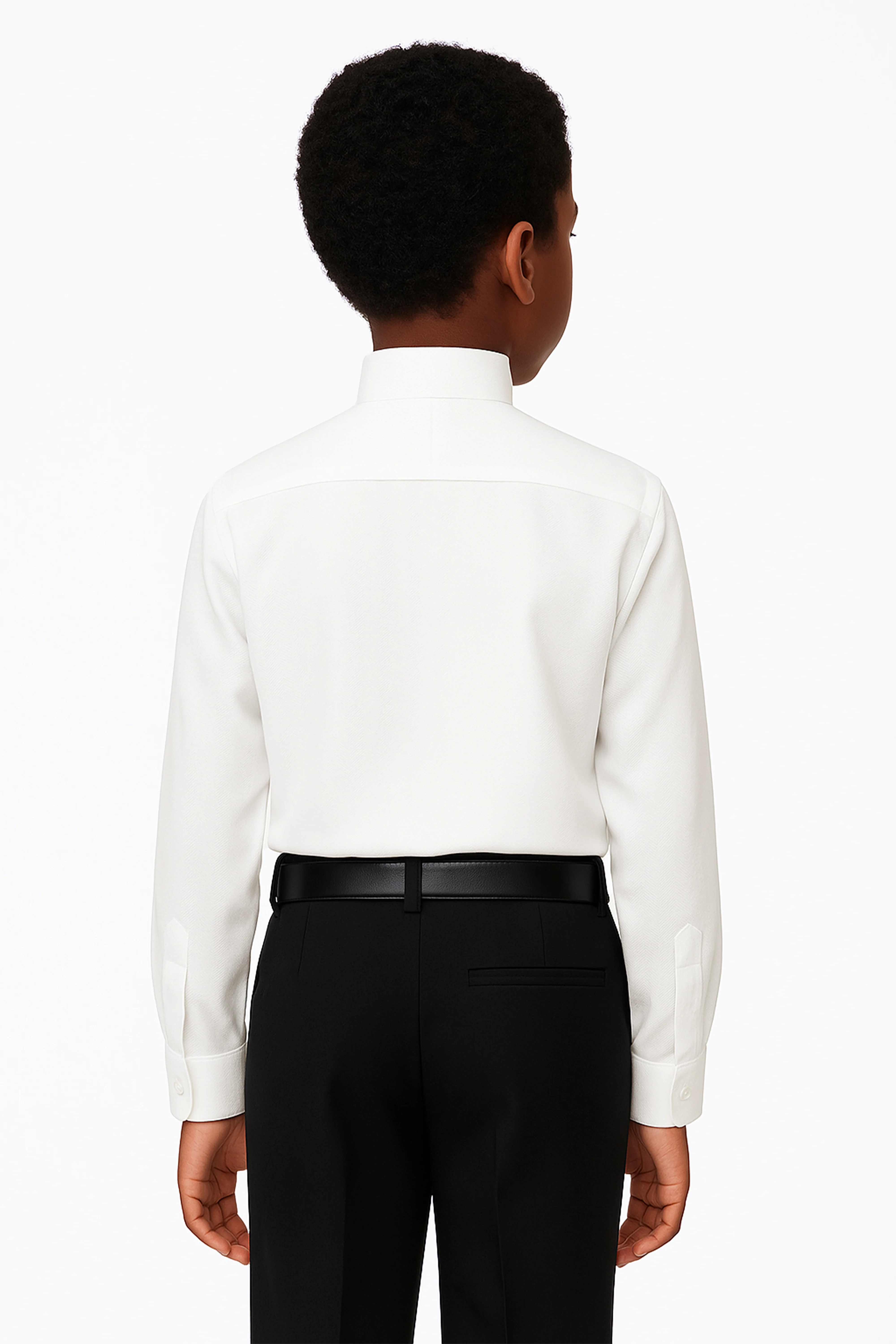 Boys Wing Collar Herringbone Dress Shirt - Harput - Ivory - Image 2