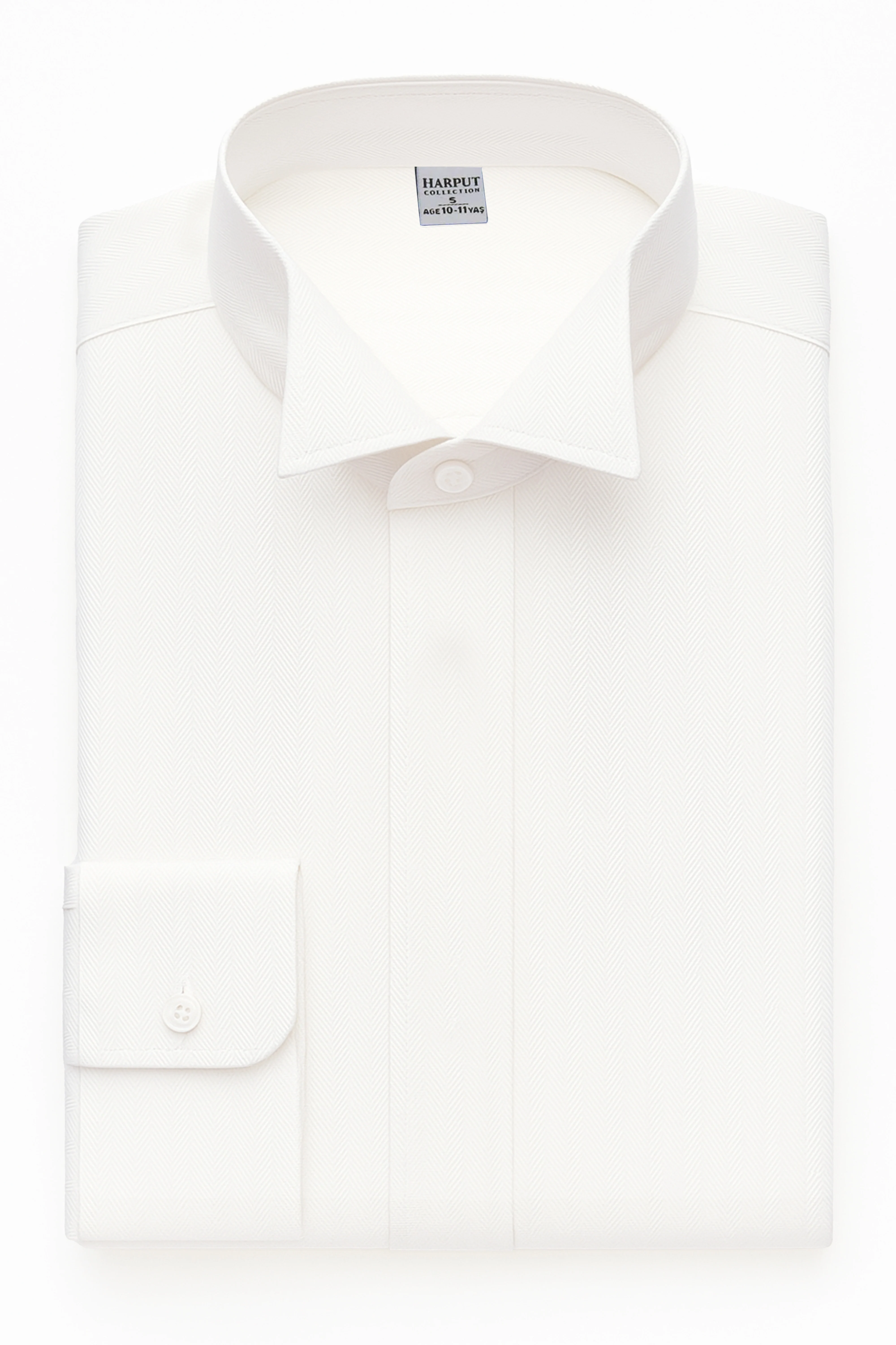 Boys Wing Collar Herringbone Dress Shirt - Harput - Ivory - Image 5