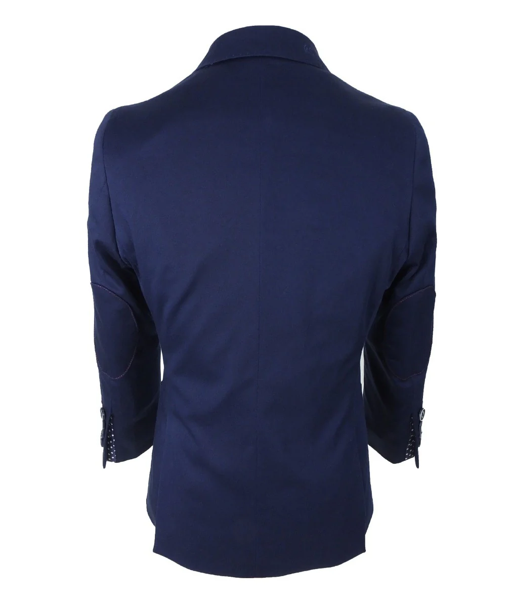 Boys Slim Fit Cotton Blazer - Navy Blue - Image 5