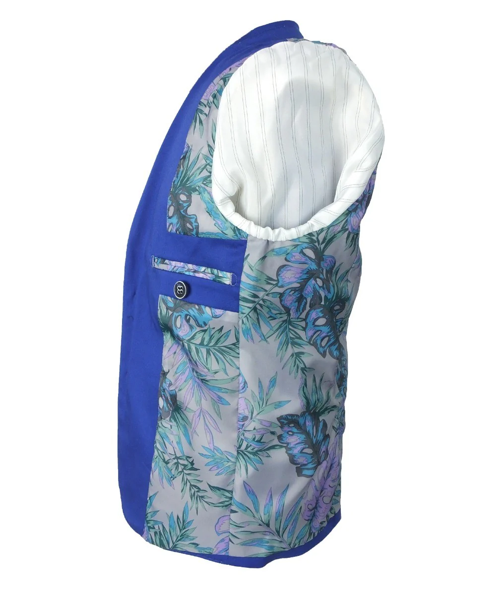 Boys Slim Fit Cotton Blazer - Royal Blue - Image 4