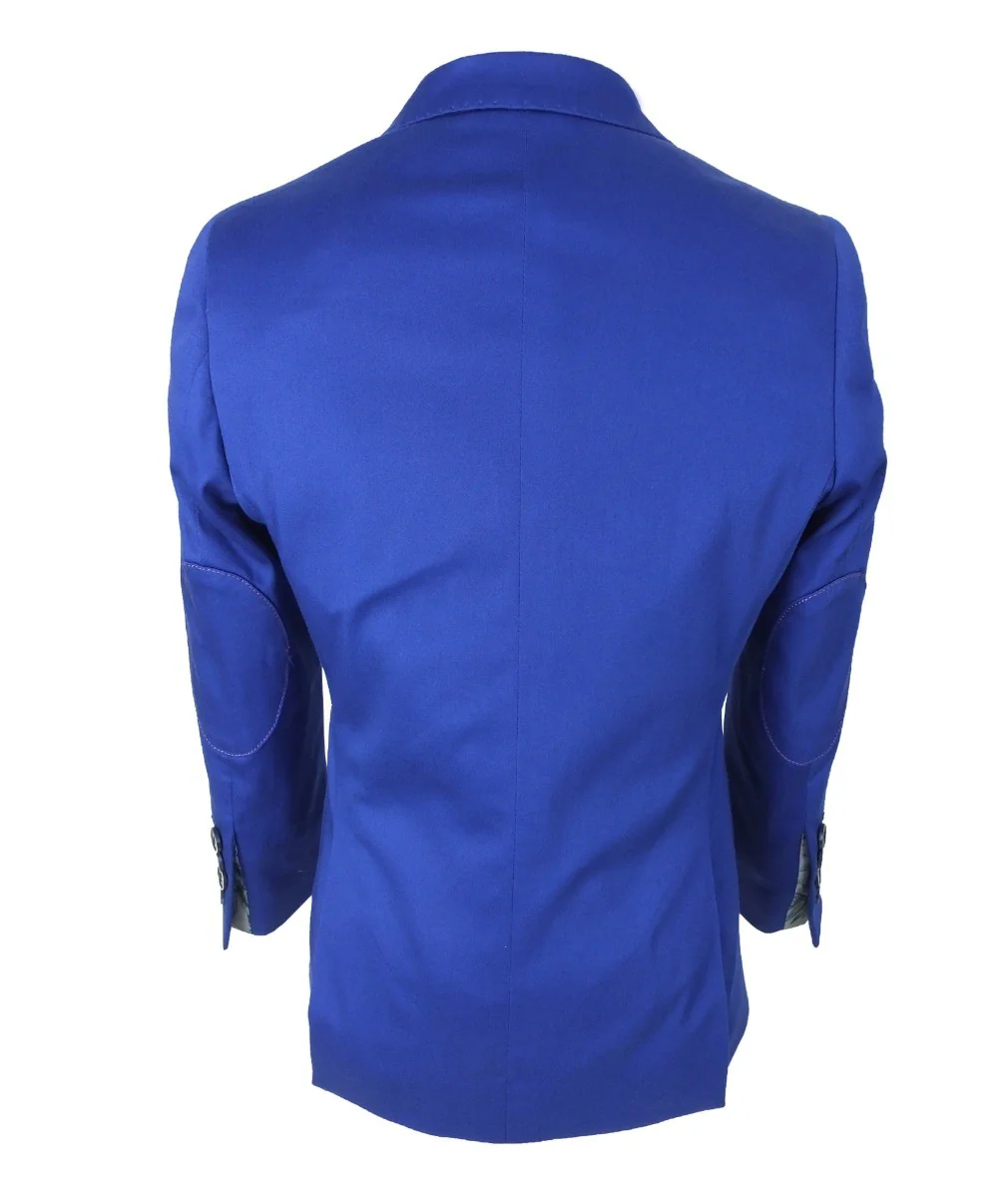 Boys Slim Fit Cotton Blazer - Royal Blue - Image 5