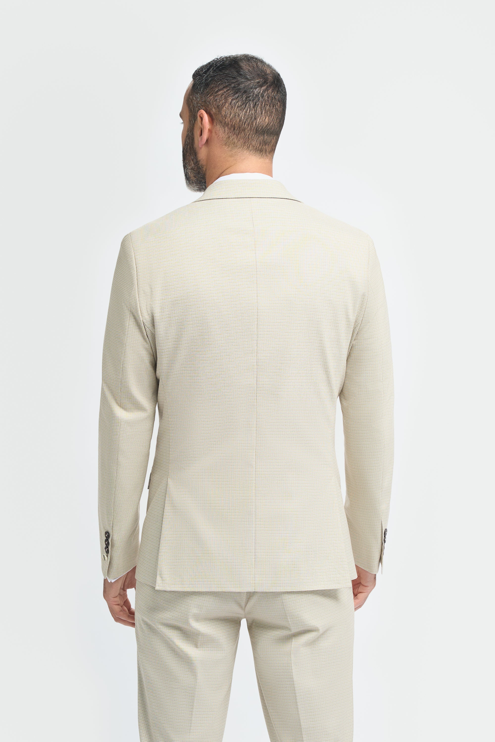 Father & Son Matching Cotton Microcheck 3-Piece Suit Set - Hampton Beige - Image 4