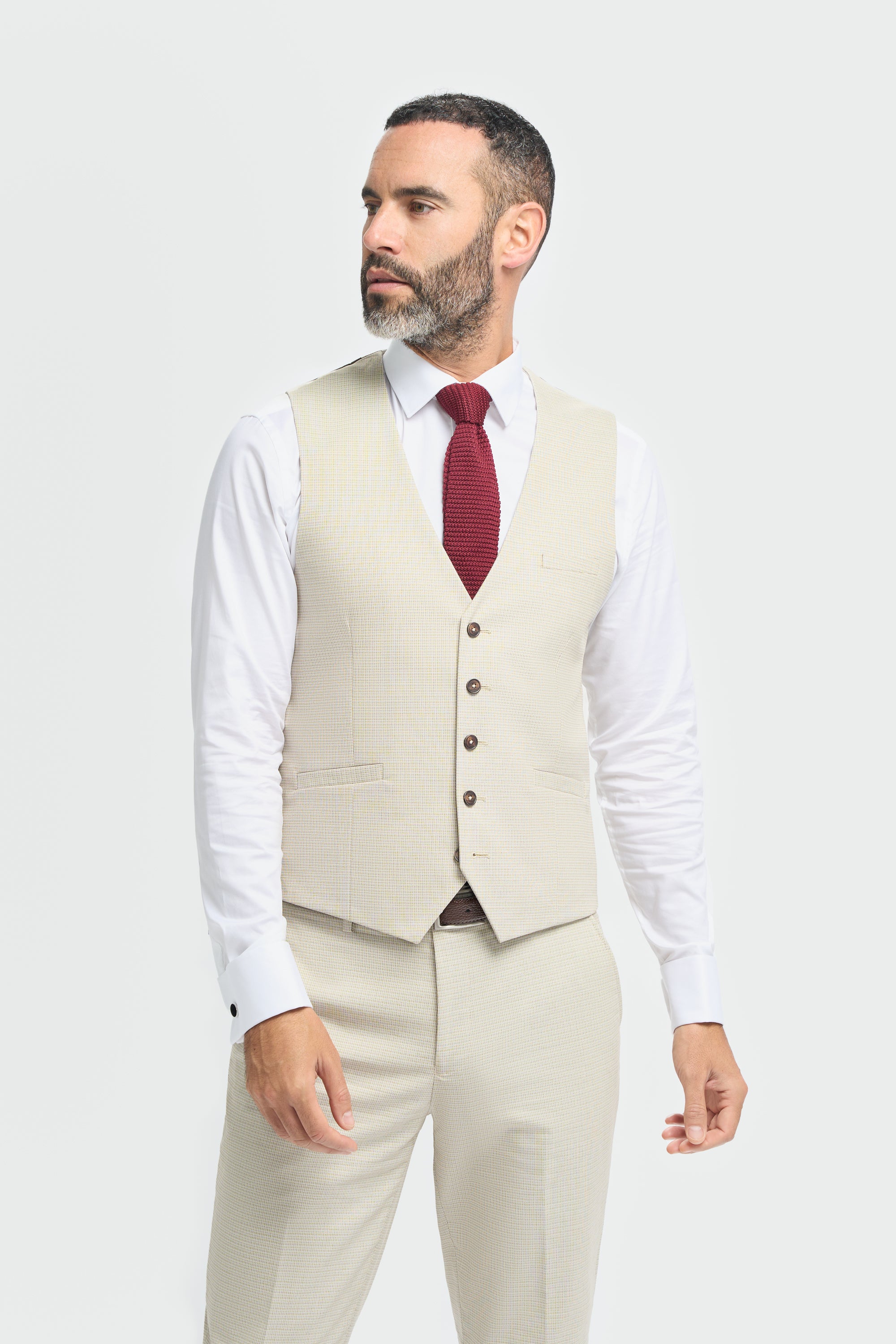 Father & Son Matching Cotton Microcheck 3-Piece Suit Set - Hampton Beige - Image 5