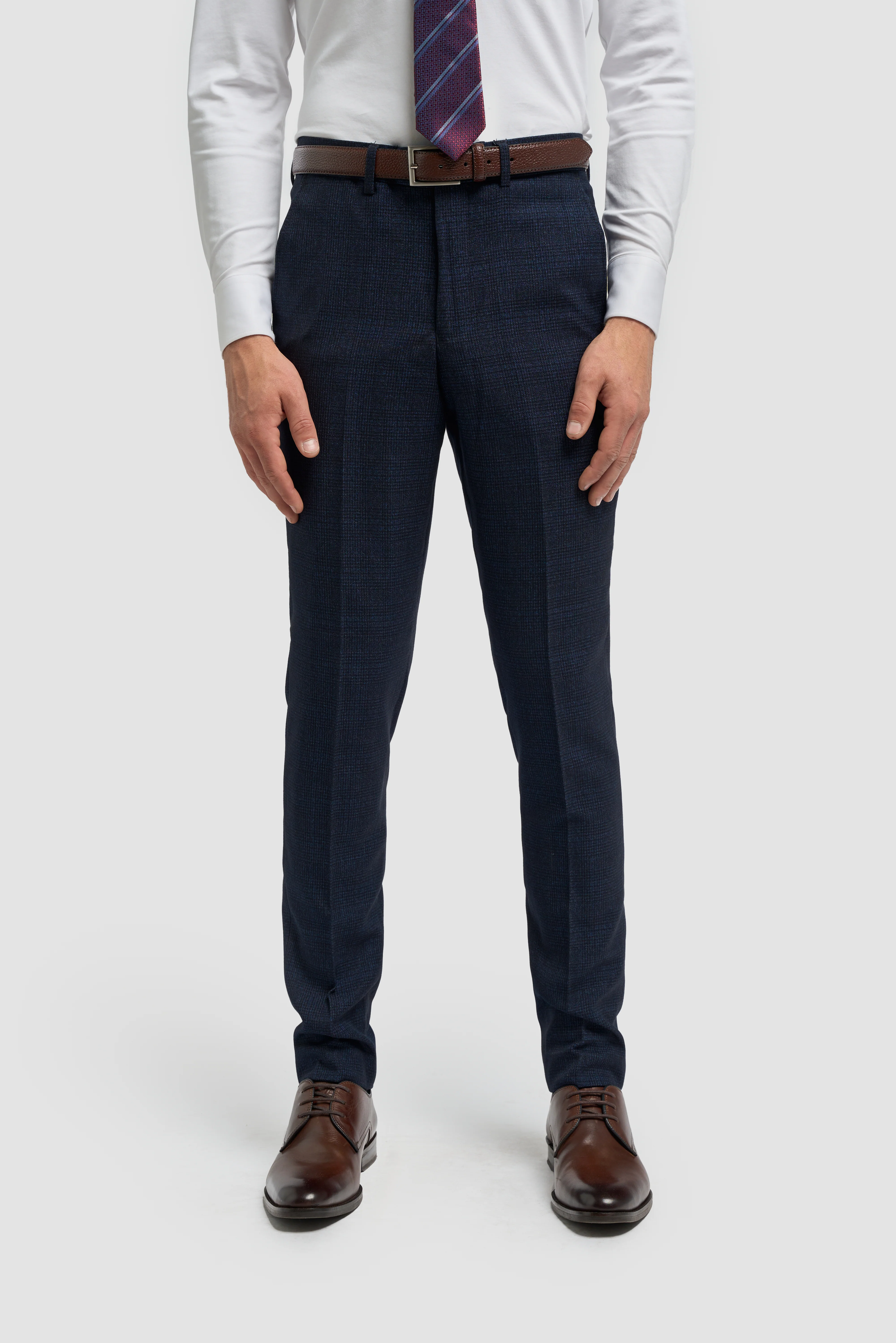 Father & Son Matching Glen Check Wool Tweed 3-Piece Suit Set - Caridi Navy - Image 8