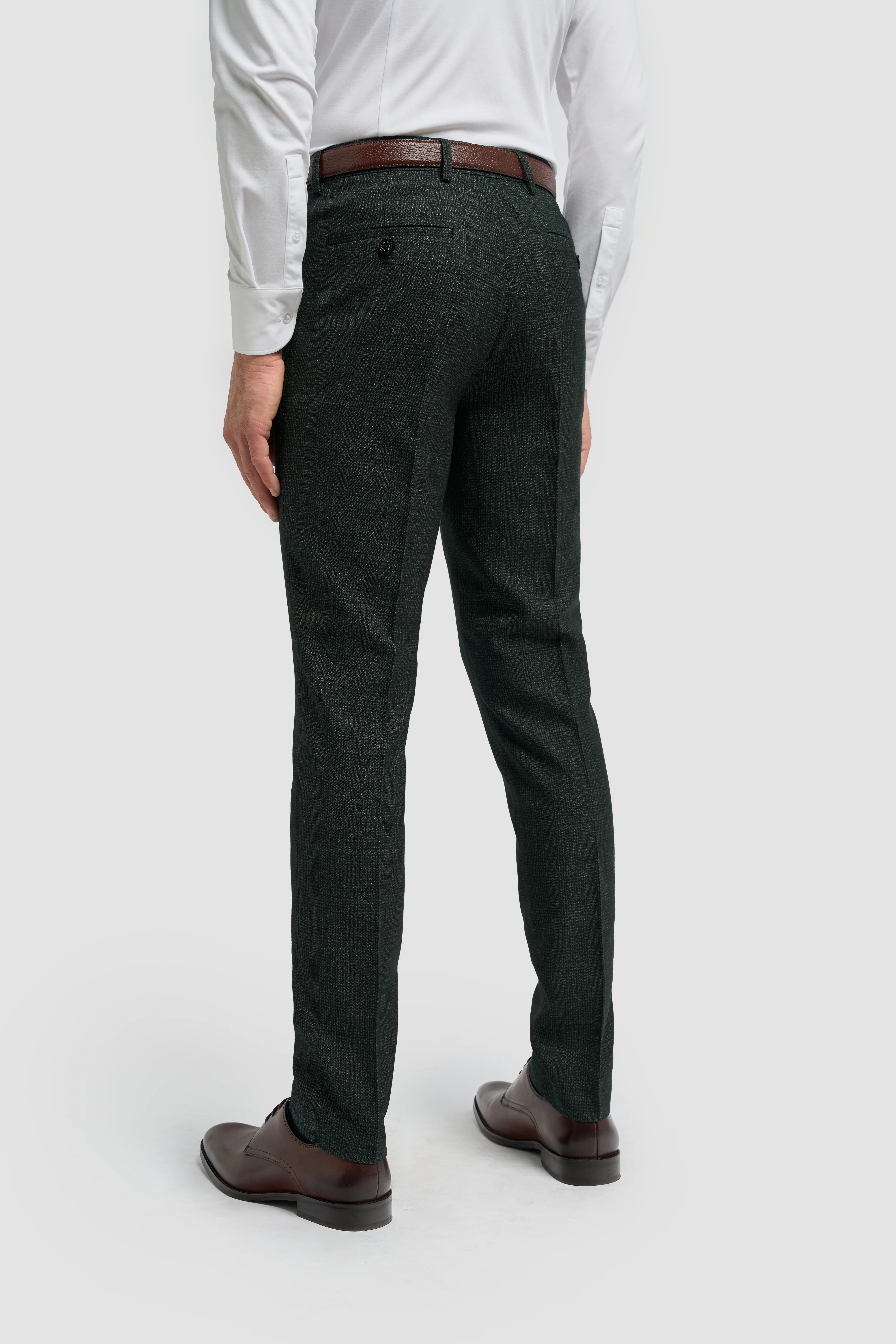 Father & Son Matching Glen Check Wool Tweed 3-Piece Suit Set - Caridi Olive Green - Image 8