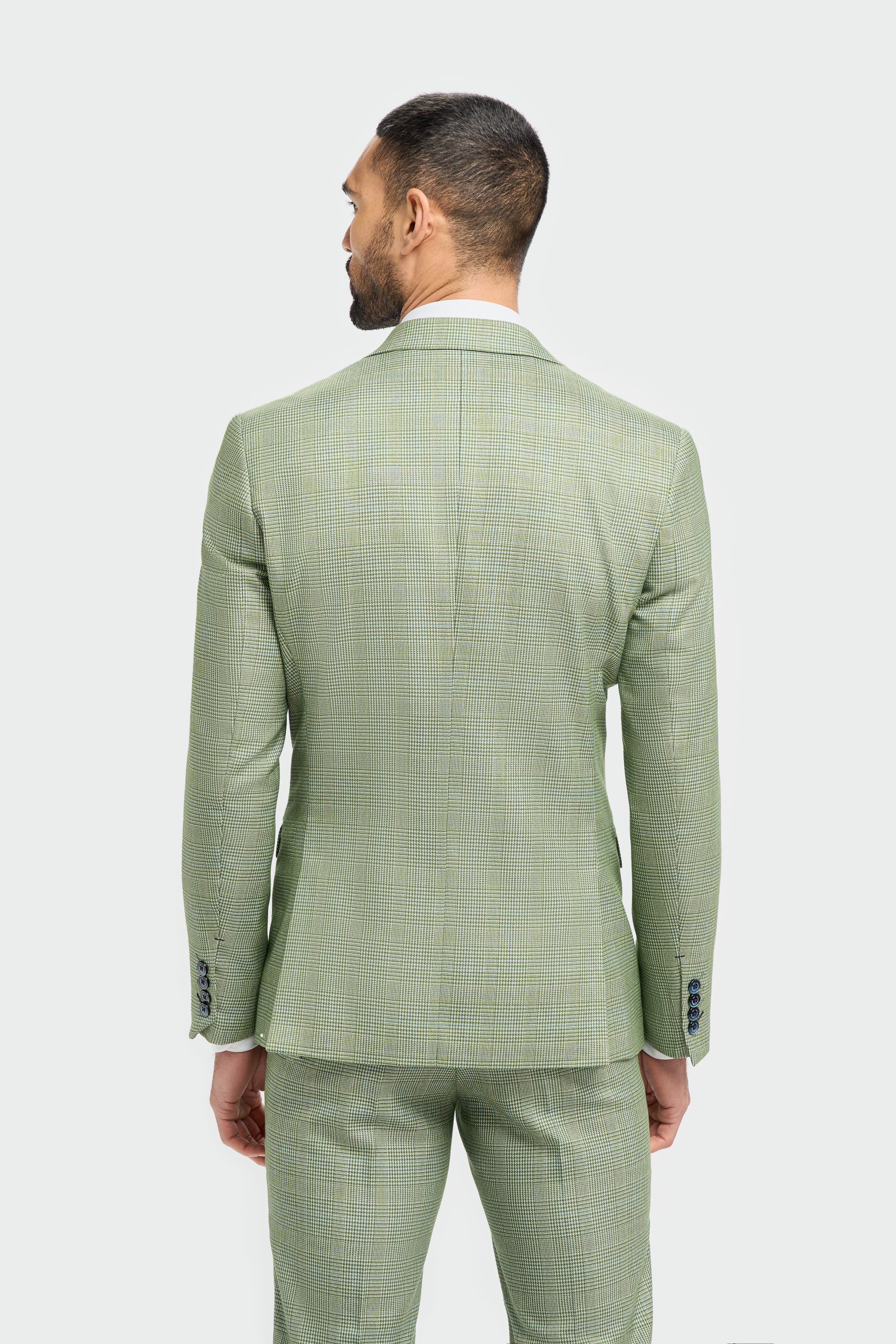 Father & Son Matching Glen Check Wool Tweed 3-Piece Suit Set - Caridi  Sage - Image 5