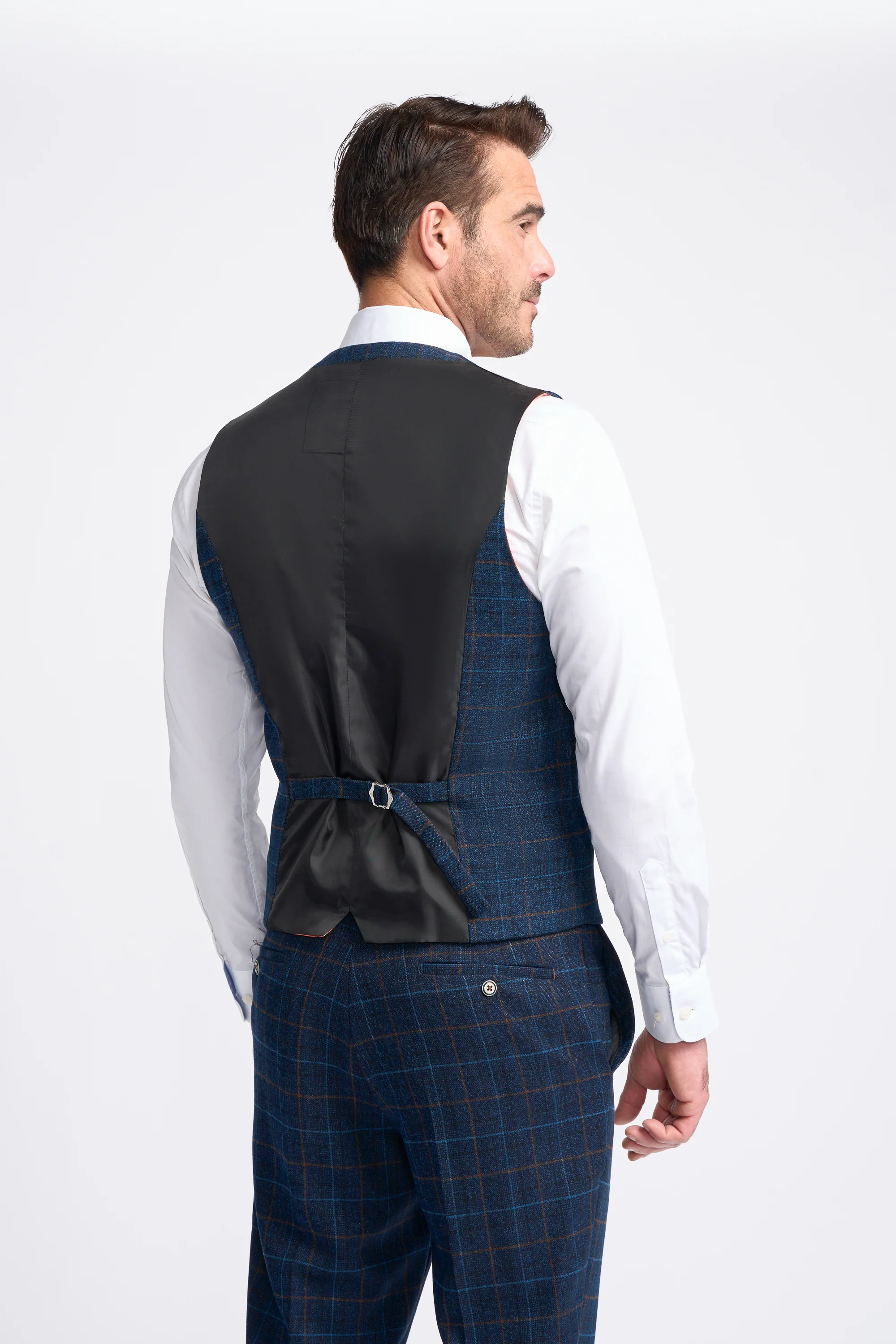 Father & Son Matching Herringbone Windowpane Check 3-Piece Suit Set - Cody Blue - Image 8
