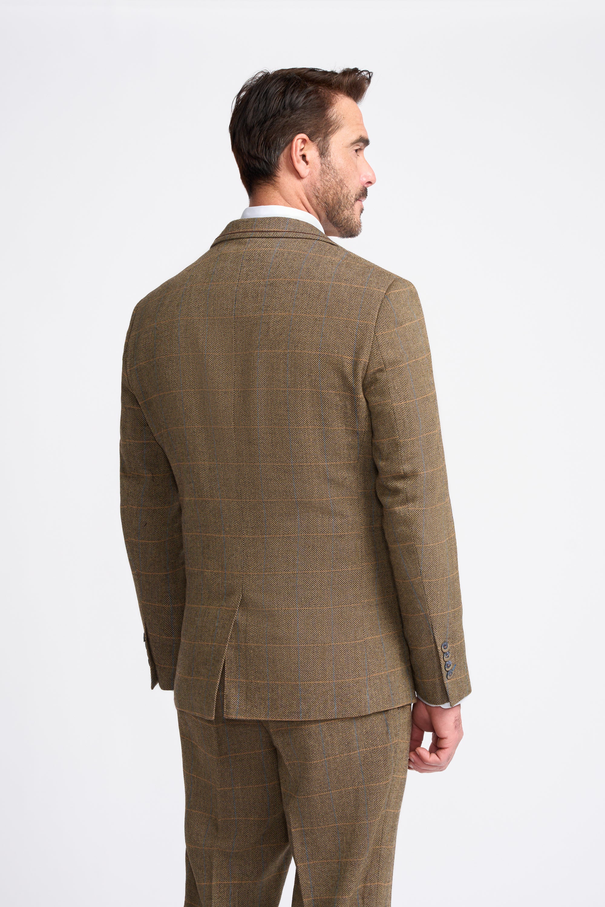Father & Son Matching Herringbone Windowpane Check Tweed 3-Piece Suit Set - Albert Brown - Image 4