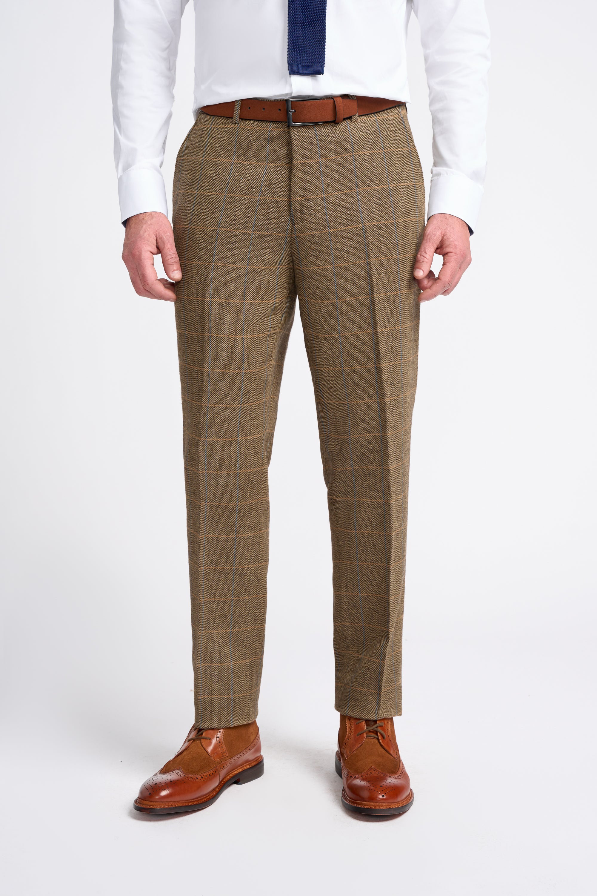 Father & Son Matching Herringbone Windowpane Check Tweed 3-Piece Suit Set - Albert Brown - Image 7