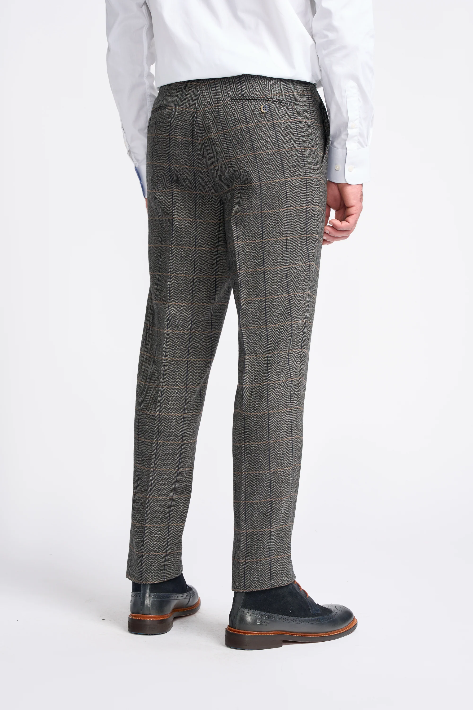 Father & Son Matching Herringbone Windowpane Check Tweed 3-Piece Suit Set - Albert Grey - Image 10