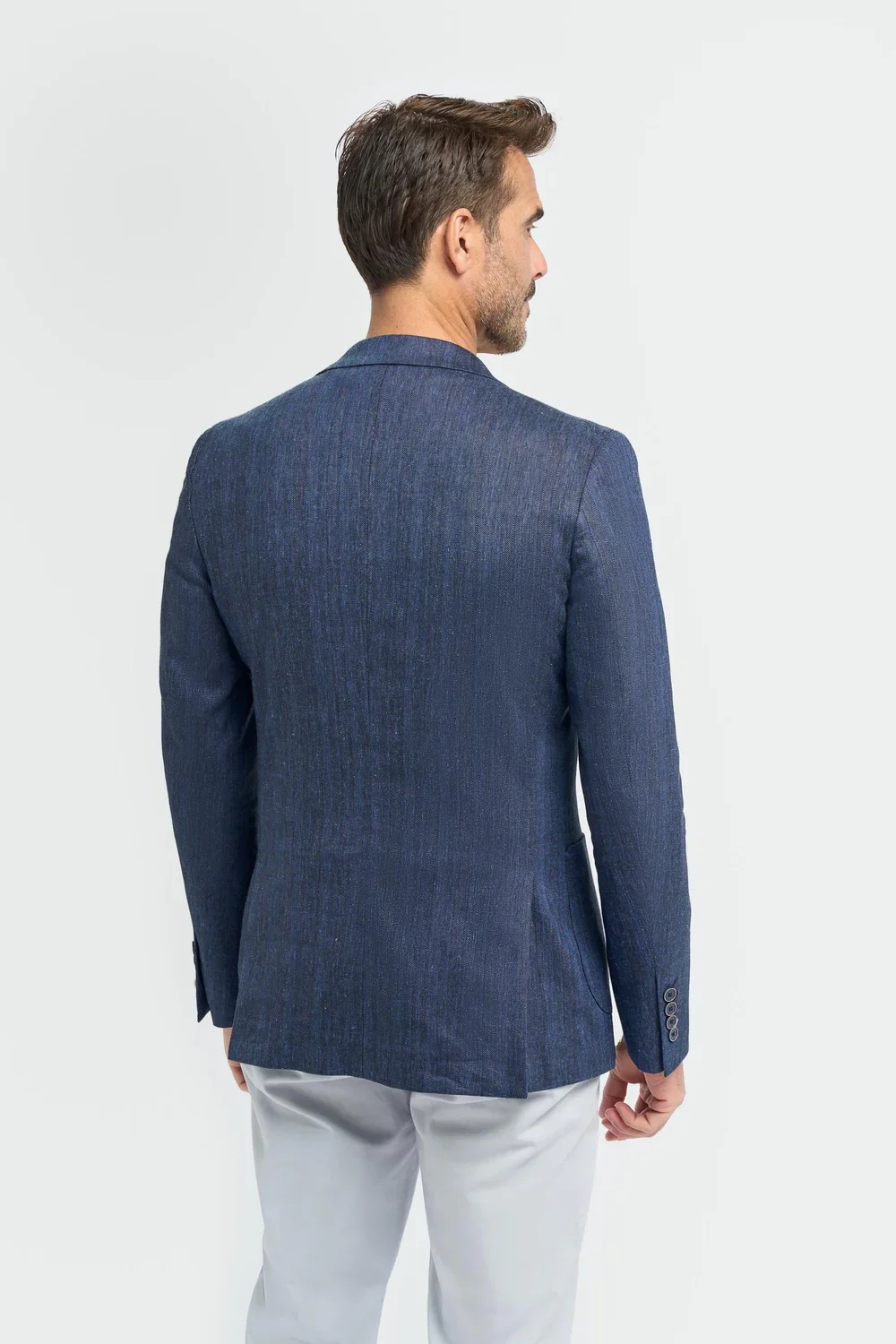 Father & Son Matching Linen Herringbone Blazer – Navy Blue - Image 3