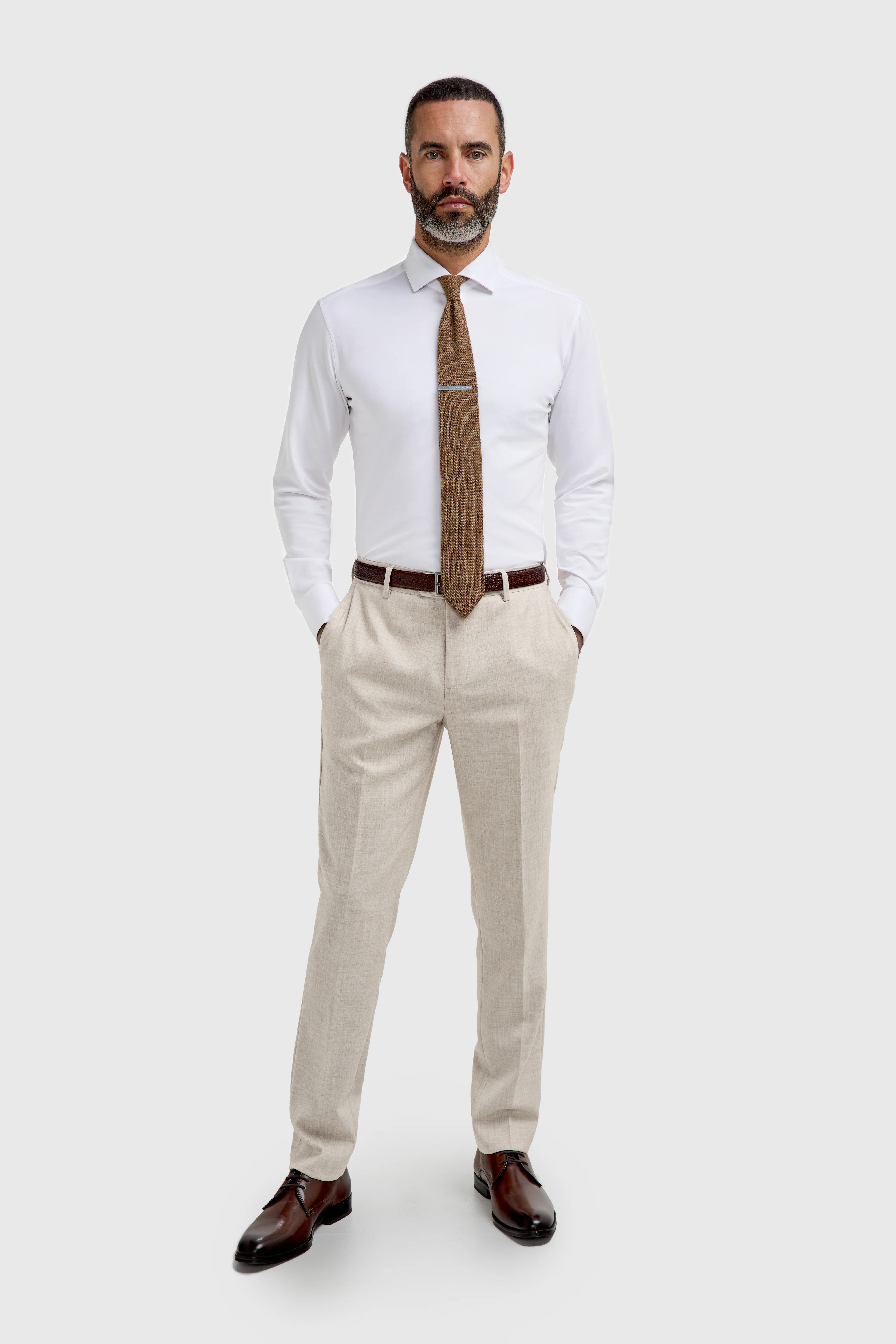 Father & Son Matching Slim Fit 3-Piece Suit Set - Malibu - Beige - Image 7