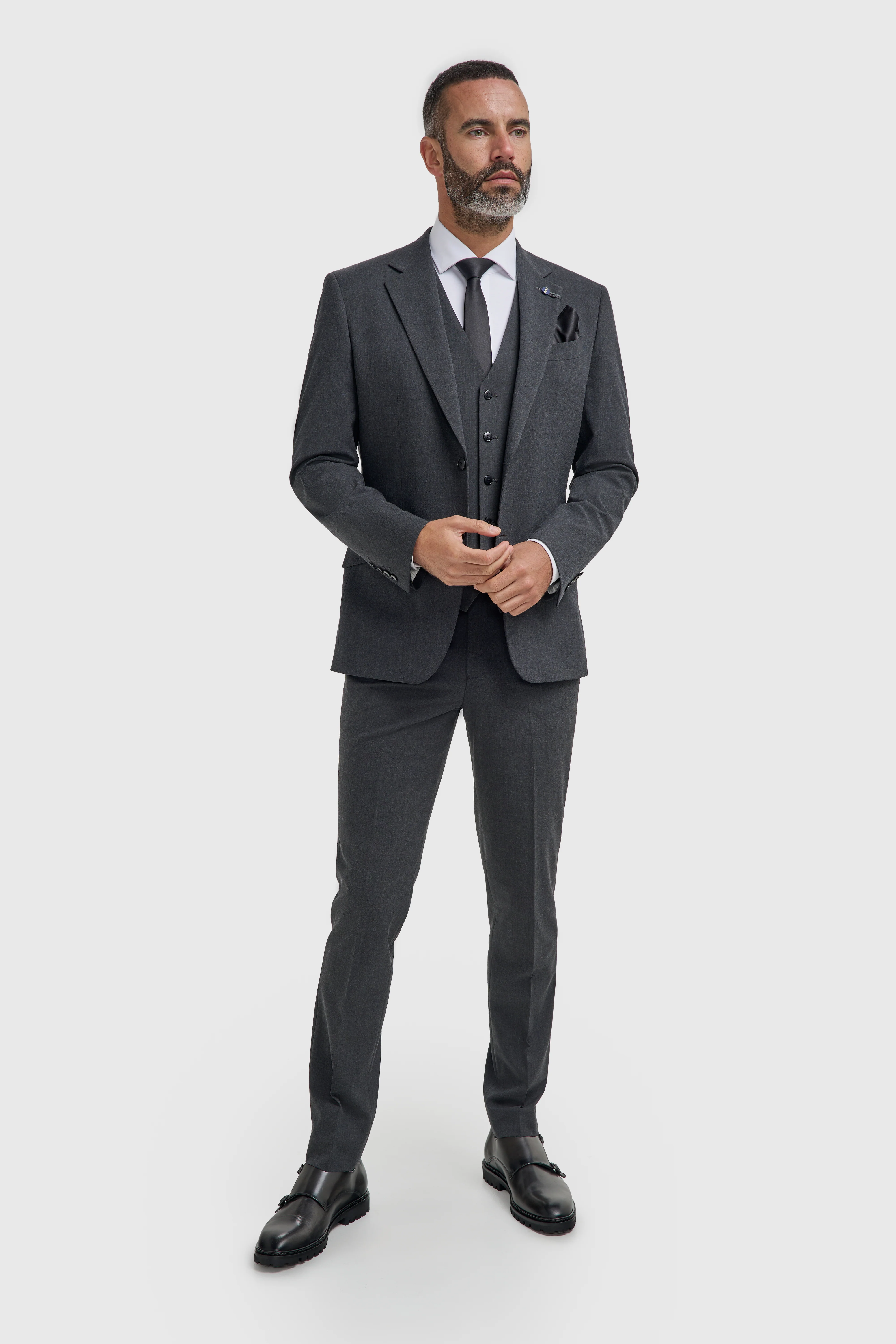 Father & Son Matching Slim Fit 3-Piece Suit Set - Malibu Charcoal Grey - Image 3