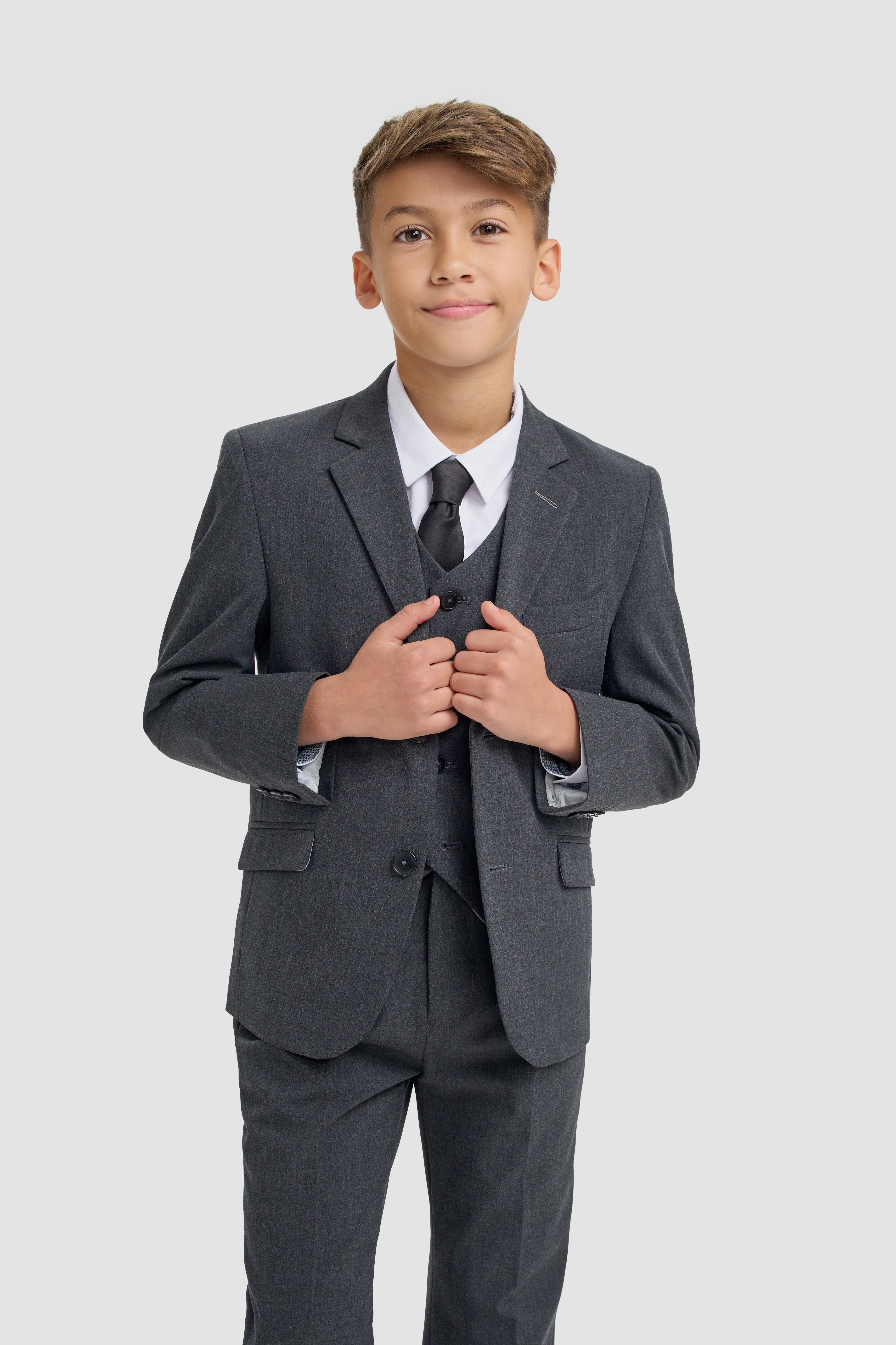 Father & Son Matching Slim Fit 3-Piece Suit Set - Malibu Charcoal Grey - Image 9