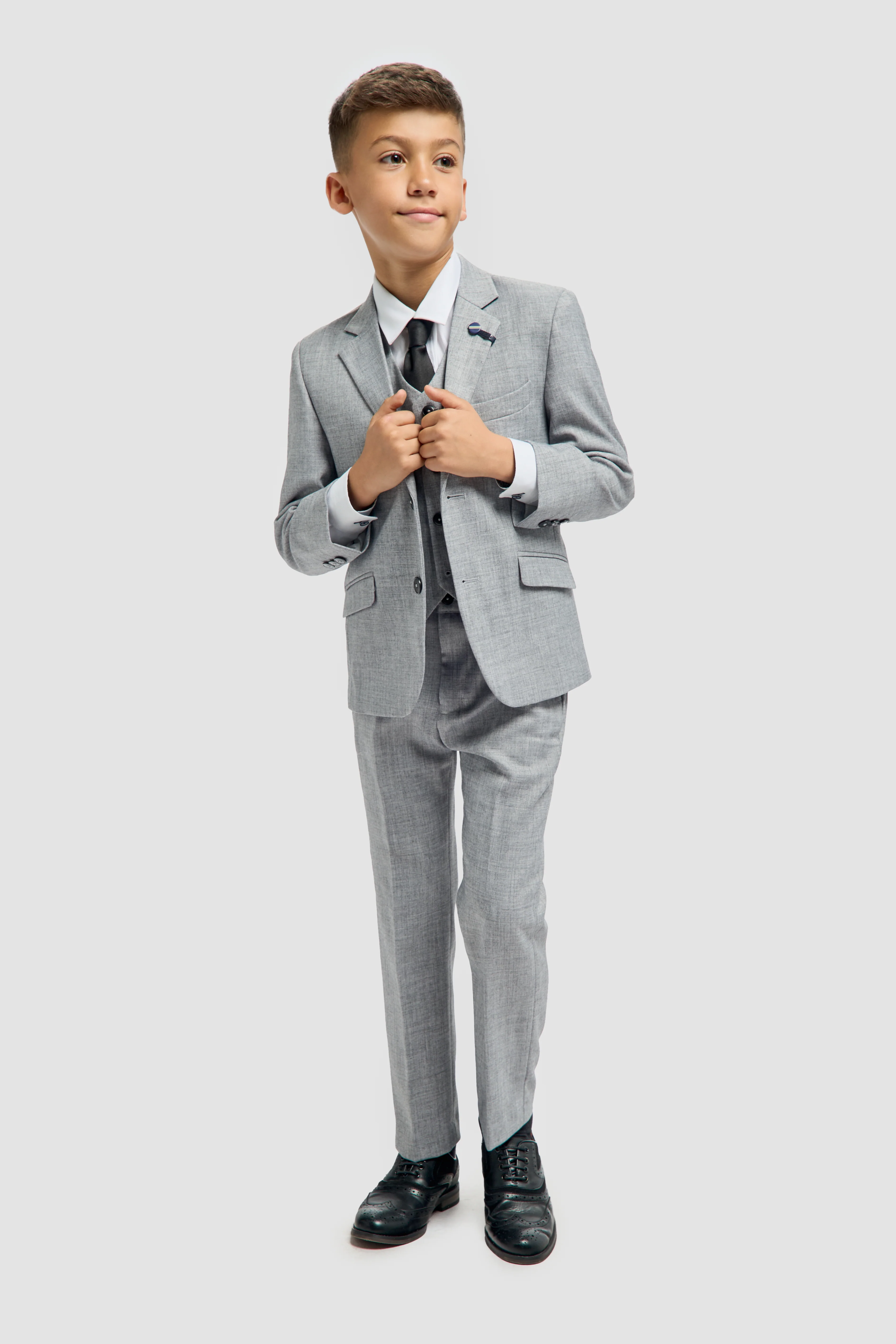 Father & Son Matching Slim Fit 3-Piece Suit Set - Malibu Grey - Image 10