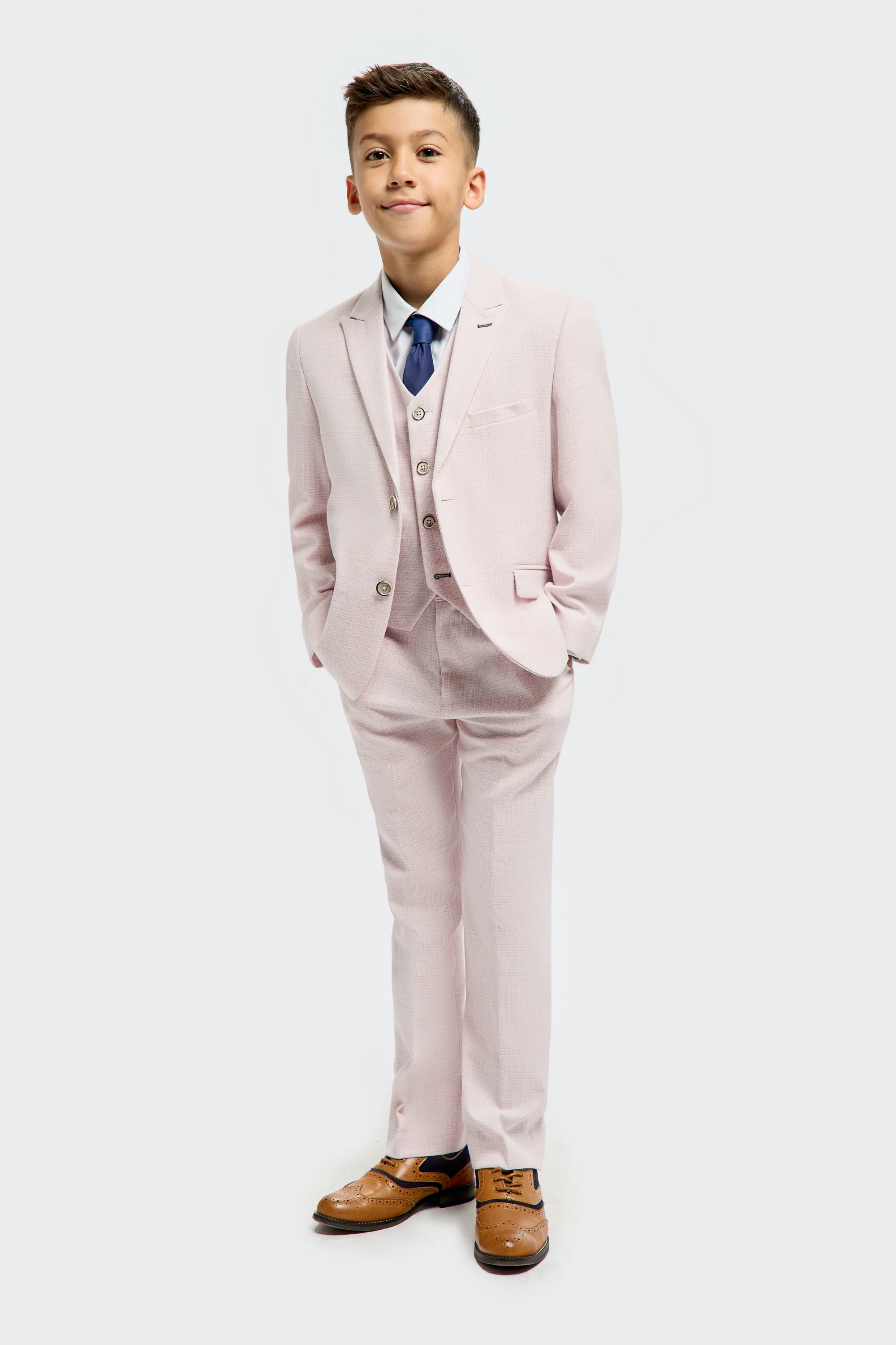 Father & Son Matching Textured 3-Piece Suit Set - Tropez Mauve - Image 11