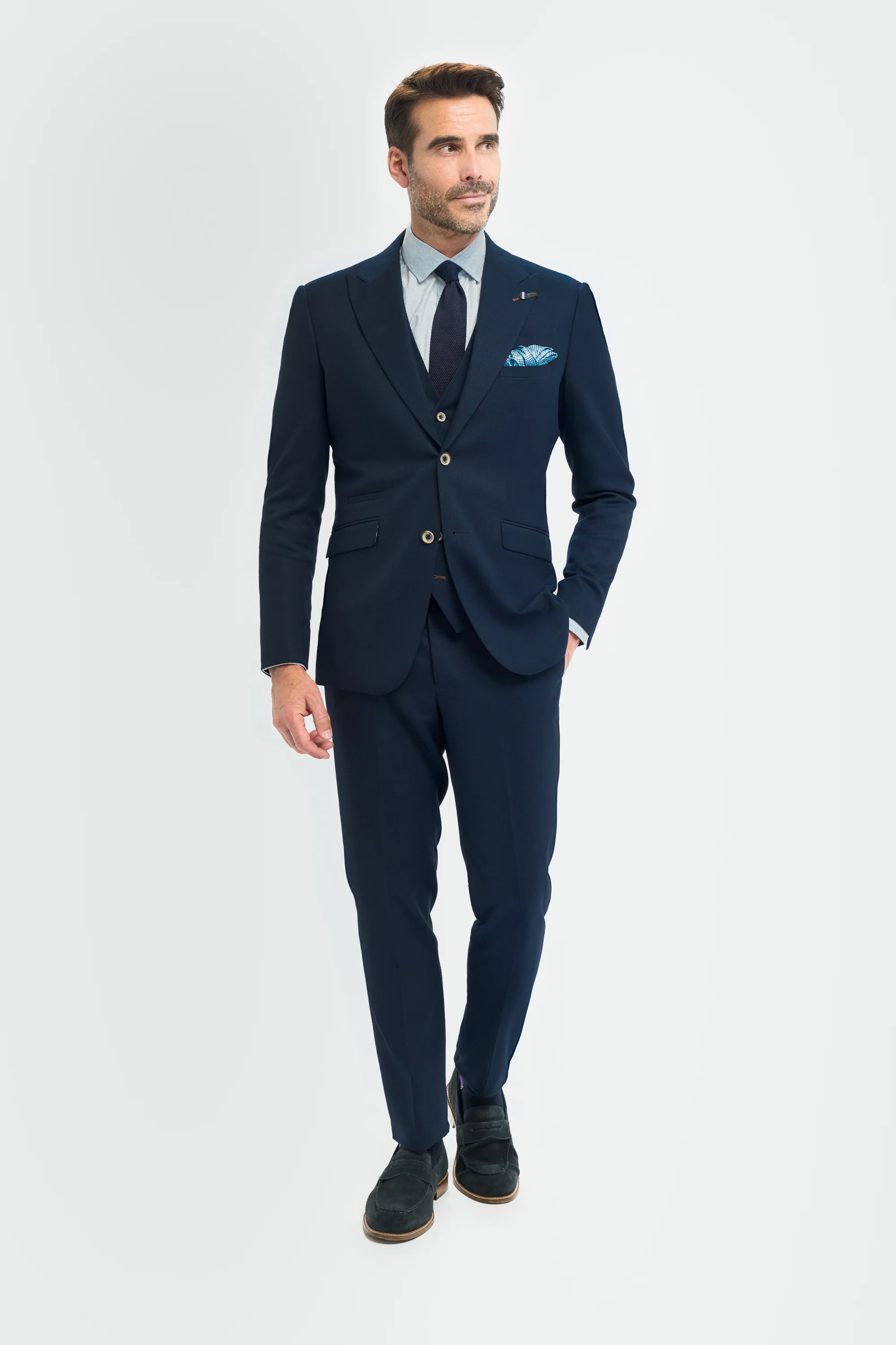 Father & Son Matching Textured 3-Piece Suit Set - Tropez Navy - Image 3