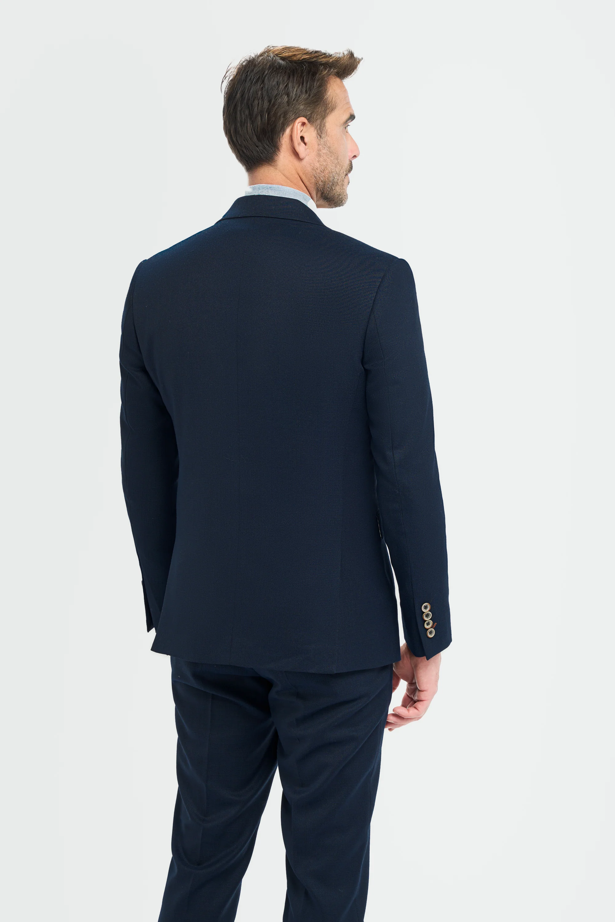 Father & Son Matching Textured 3-Piece Suit Set - Tropez Navy - Image 4