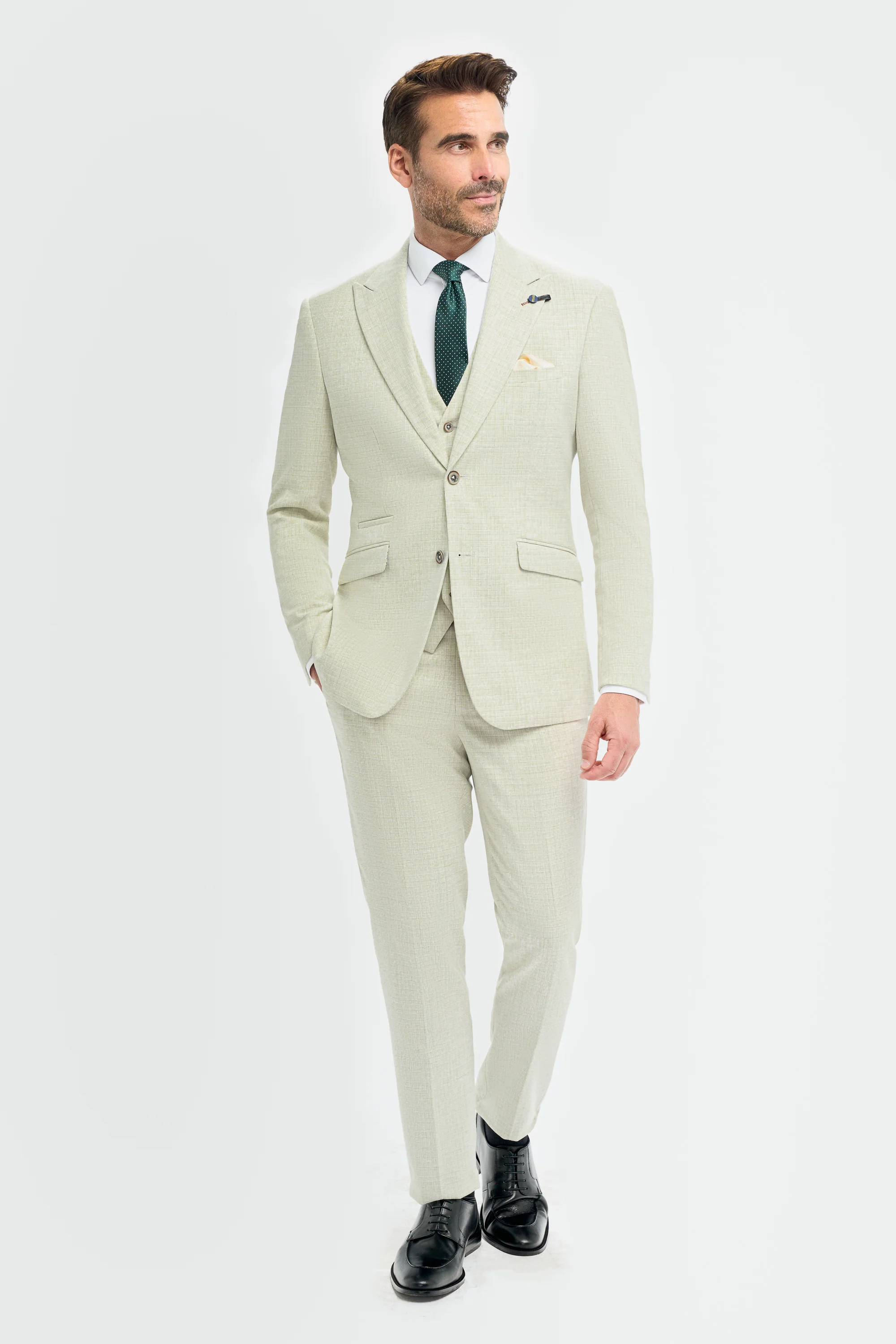 Father & Son Matching Textured 3-Piece Suit Set - Tropez Sage - Image 2