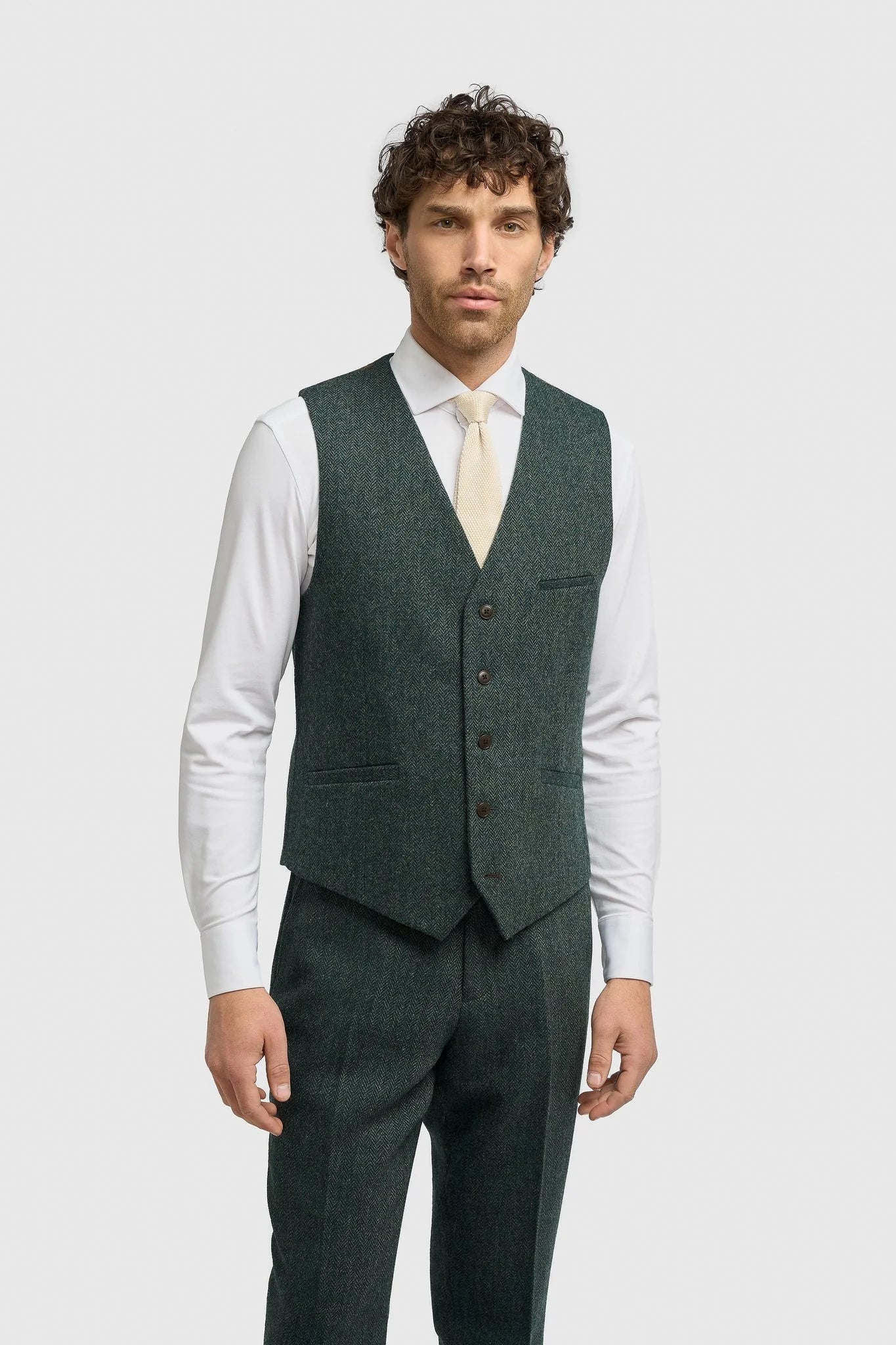 Father & Son Matching Wool Herringbone 3-Piece Suit Set - Thomas - Lush Green - Image 4