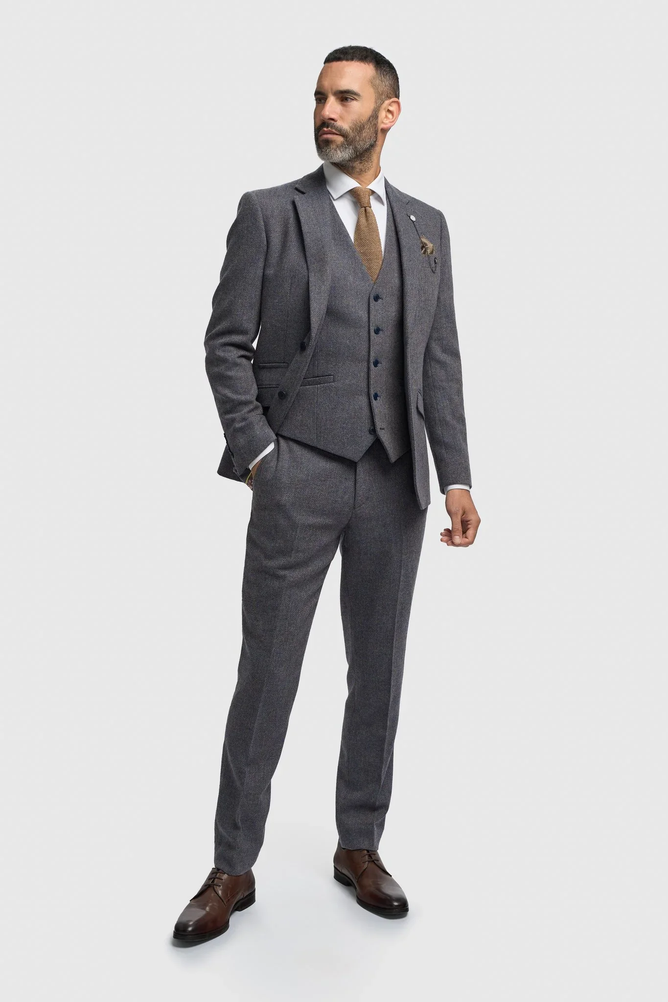 Father & Son Matching Wool Herringbone 3-Piece Suit Set - Thomas - Savoy Grey - Image 3