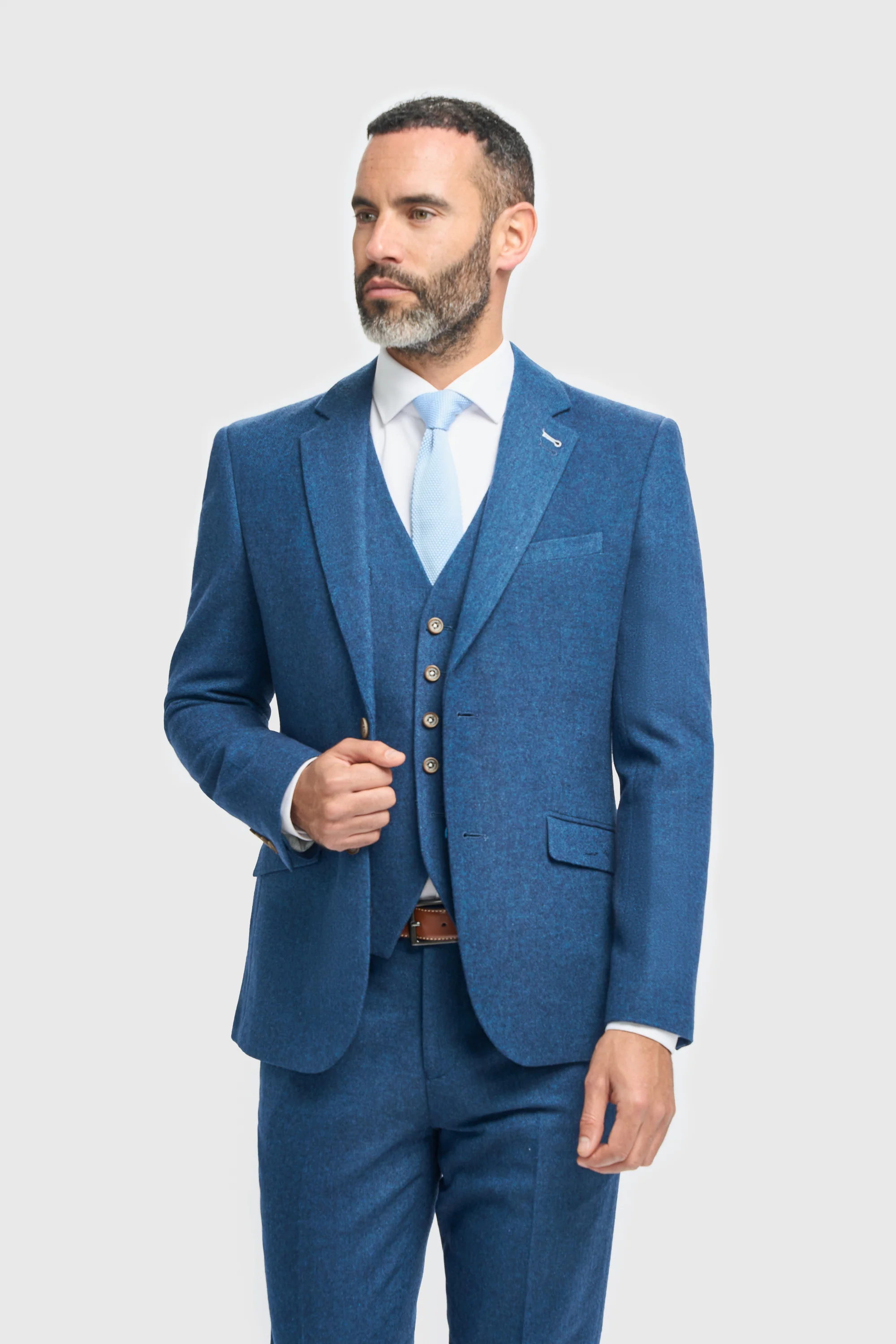 Father & Son Matching Wool Tweed 3-Piece Suit Set - Orson Blue - Image 2