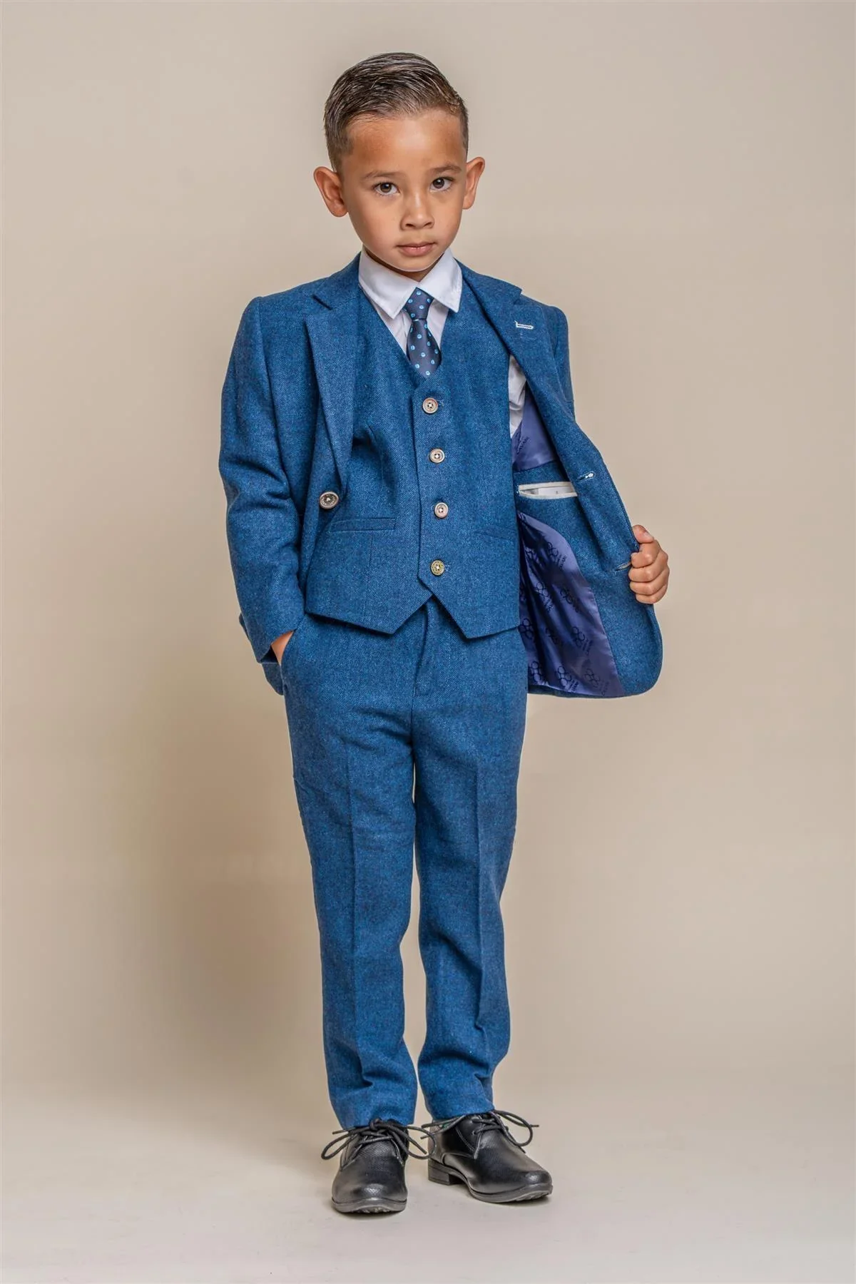 Father & Son Matching Wool Tweed 3-Piece Suit Set - Orson Blue - Image 6