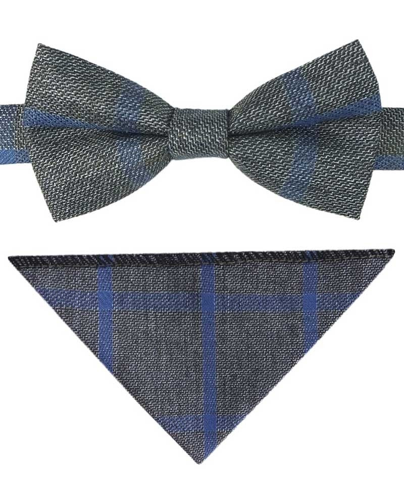 Boys Plaid Check Waistcoat Set - Grey - Blue - Image 3