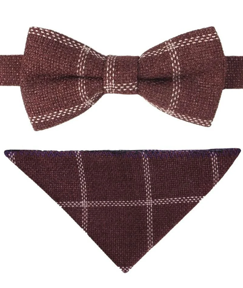 Boys Plaid Check Waistcoat Set - Maroon - Image 3