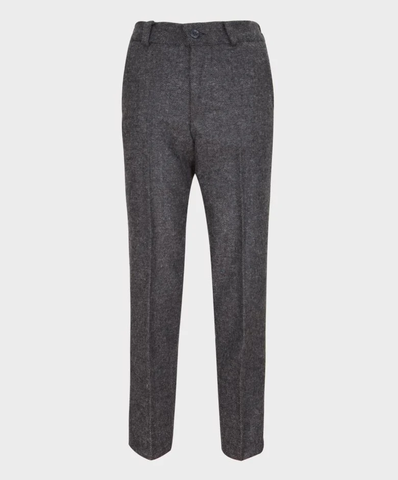 Boys Herringbone Tweed Grey Suit - GEORGE - Dark Grey - Image 7