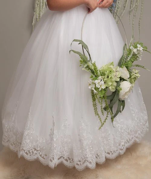 Floral Lace Embroidered Dress for Girls – MEGAN - White - Image 4