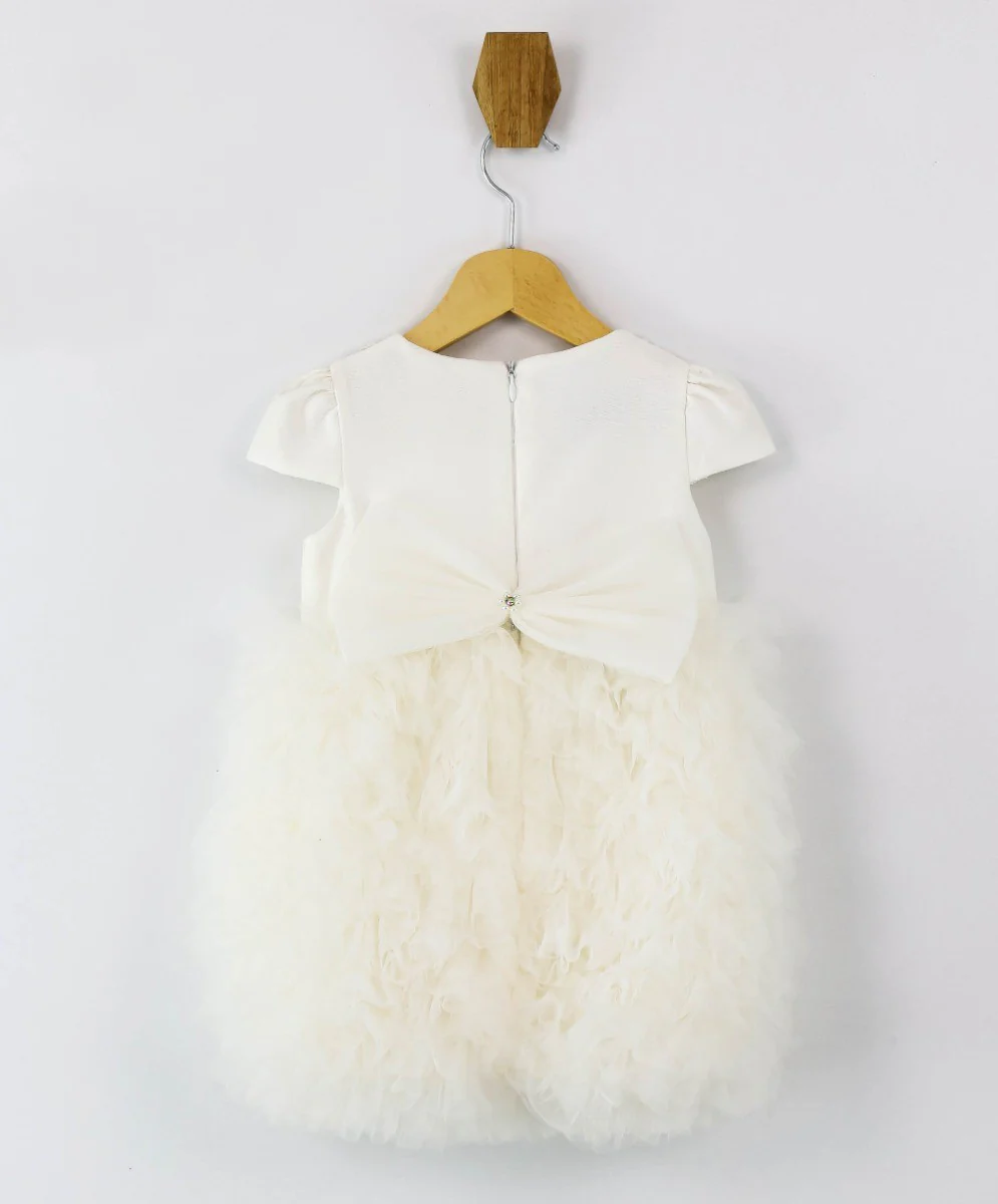 Flower Baby Girls Baptism Tutu Dress Set - Ivory - Image 4