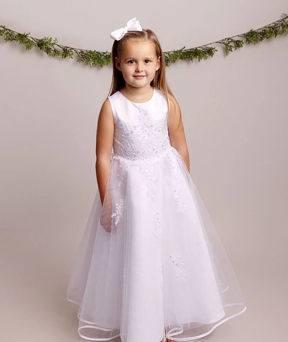 Flower Girl White Lace Dress with Bolero - BEXLEY - White - Image 2