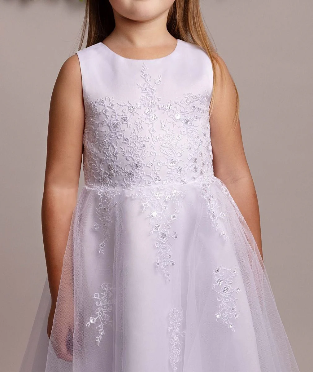 Flower Girl White Lace Dress with Bolero - BEXLEY - White - Image 4