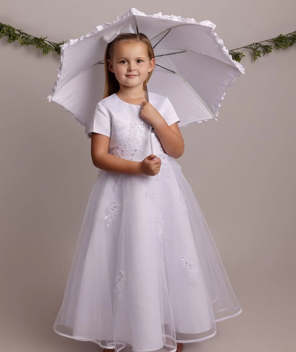 Flower Girl White Lace Dress with Bolero - BEXLEY - White - Image 5