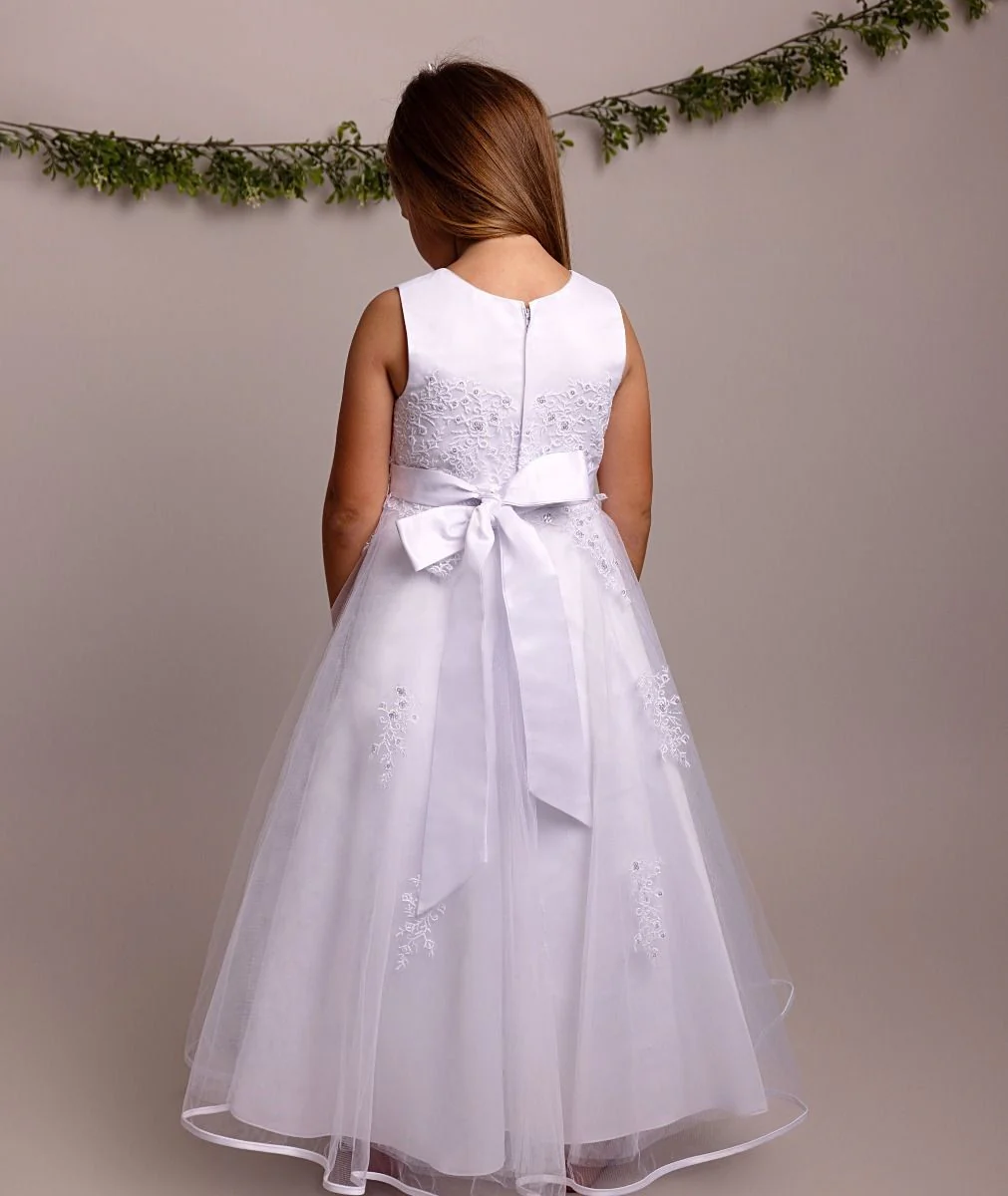 Flower Girl White Lace Dress with Bolero - BEXLEY - White - Image 6
