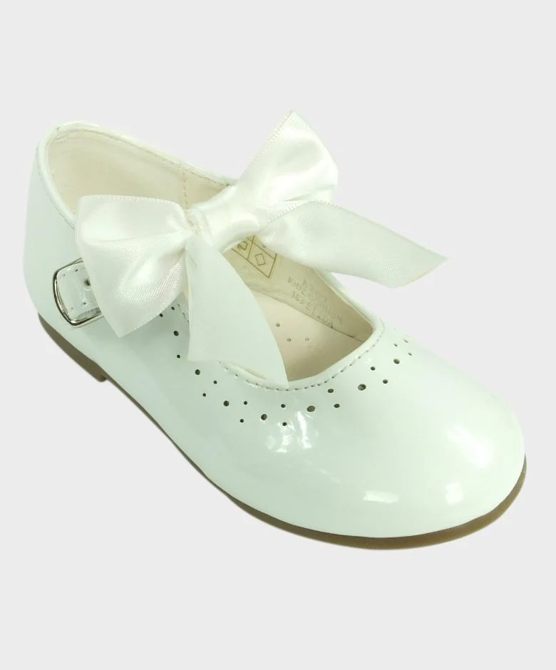 Girls Patent Mary Jane Flat Shoes - White - Image 4