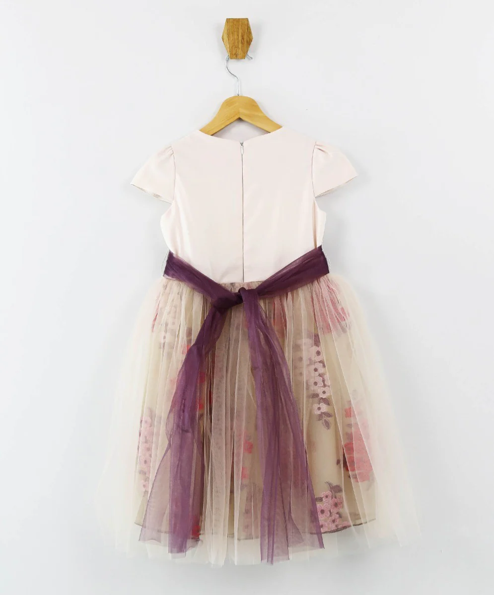 Girls Short Sleeve Pink Dress Set - Cappucino - Blush Pink - Image 4