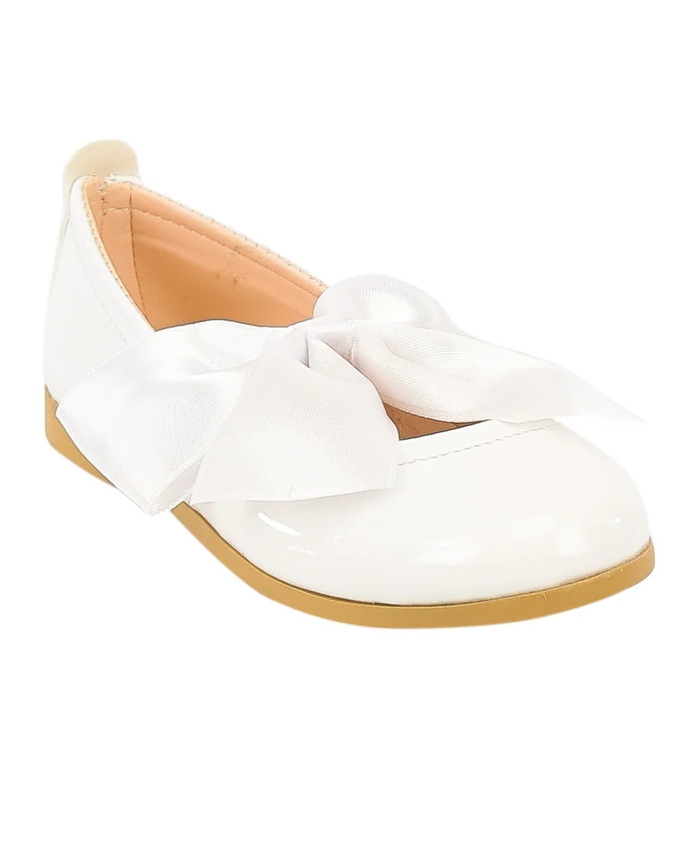 Girls White Flat Patent Mary Jane Shoes - ELENA - White - Image 3
