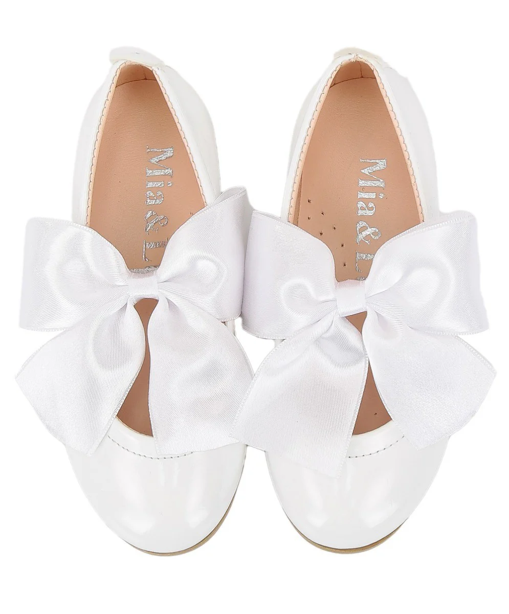 Girls White Flat Patent Mary Jane Shoes - ELENA - White - Image 4