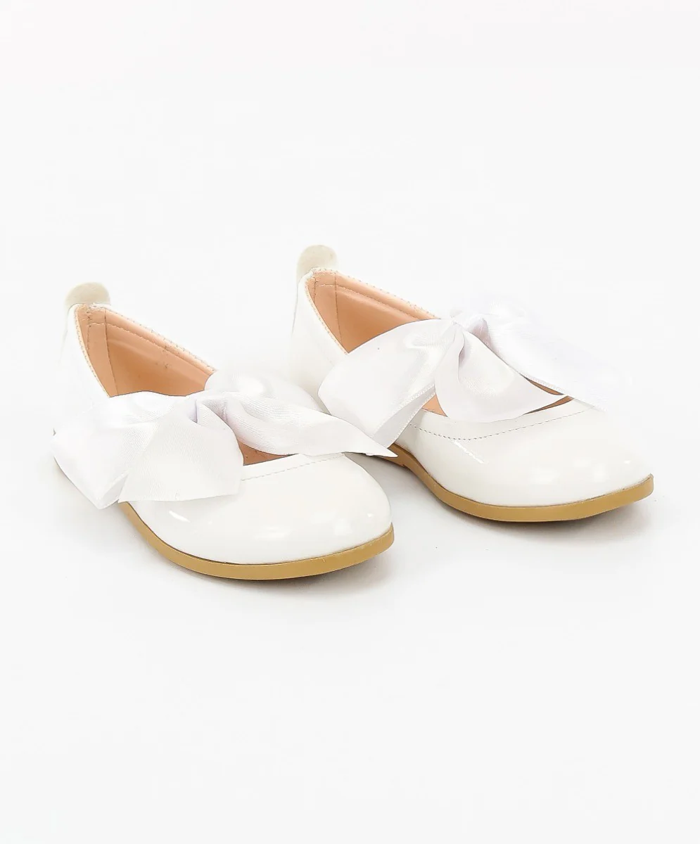 Girls White Flat Patent Mary Jane Shoes - ELENA - White - Image 5