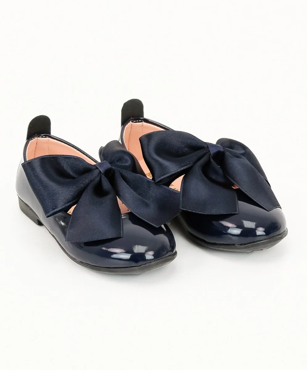 Girls Patent Flat Mary Jane Shoes - ELENA - Navy Blue - Image 4
