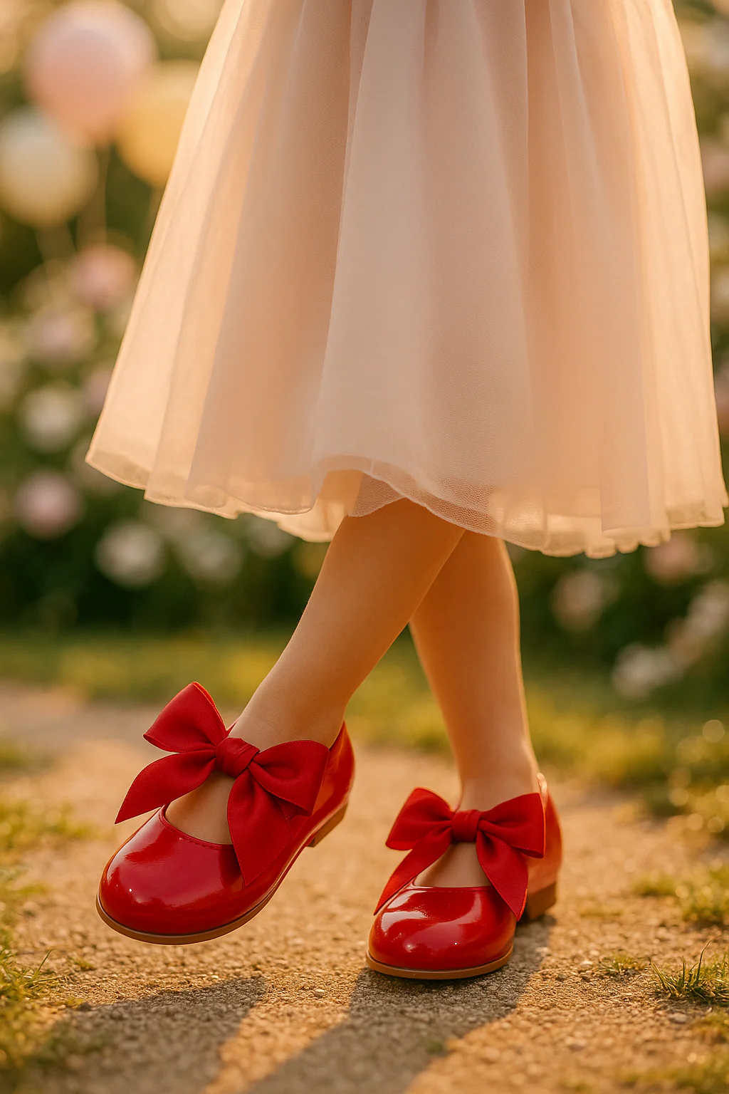 Girls Patent Flat Mary Jane Shoes - ELENA - Red - Image 2